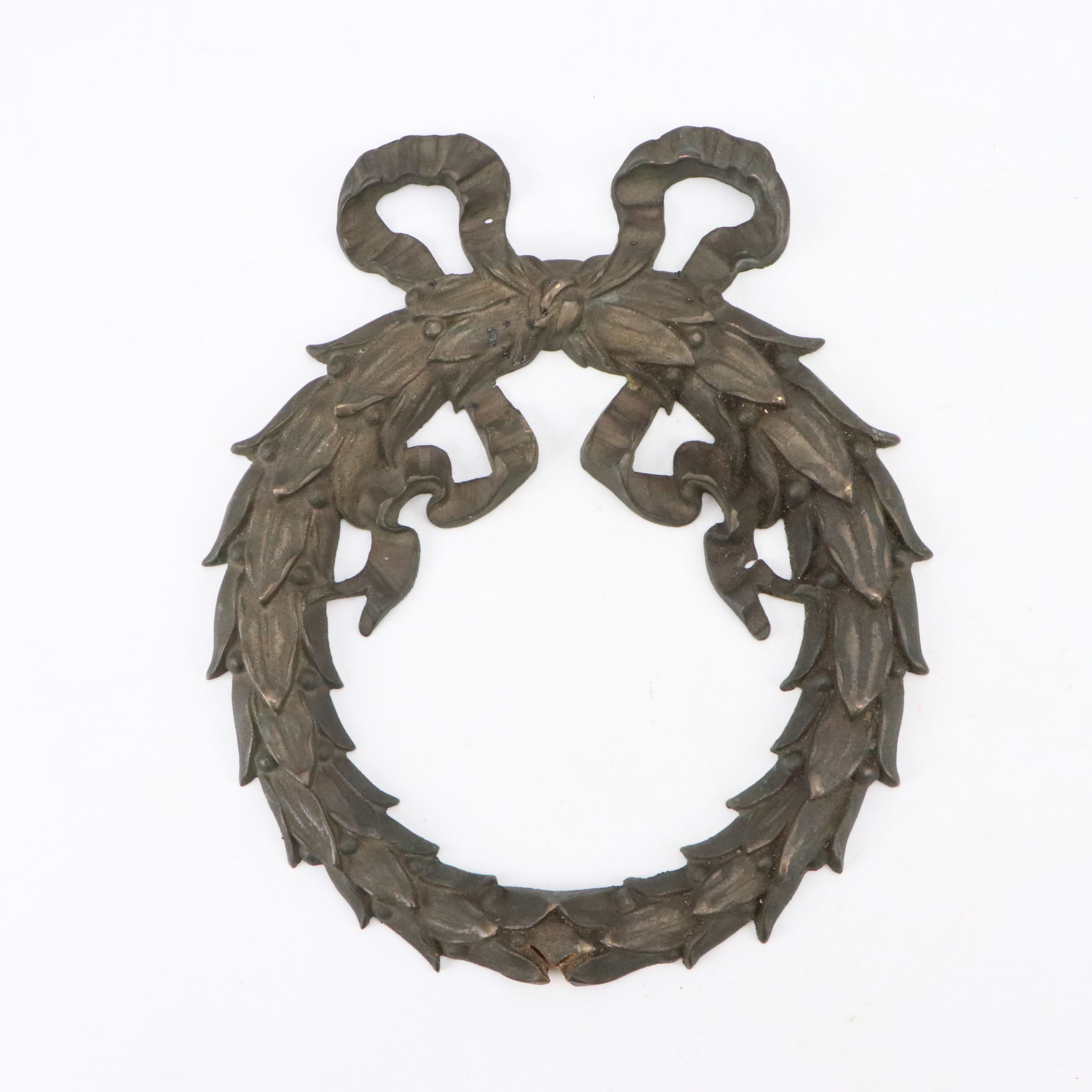 Federal Revival Style Cast Metal Wreath and Torch Wall Plaques