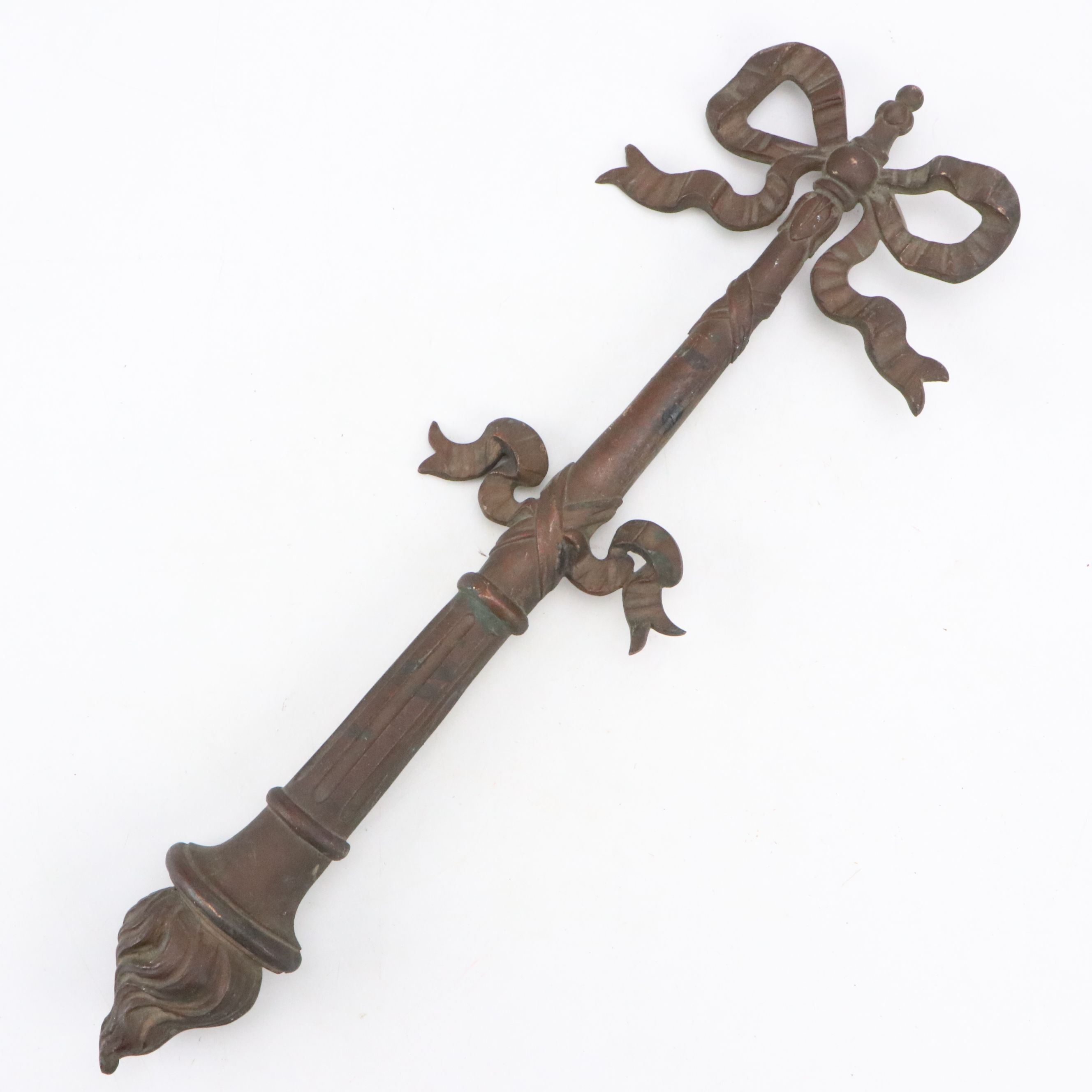 Federal Revival Style Cast Metal Wreath and Torch Wall Plaques