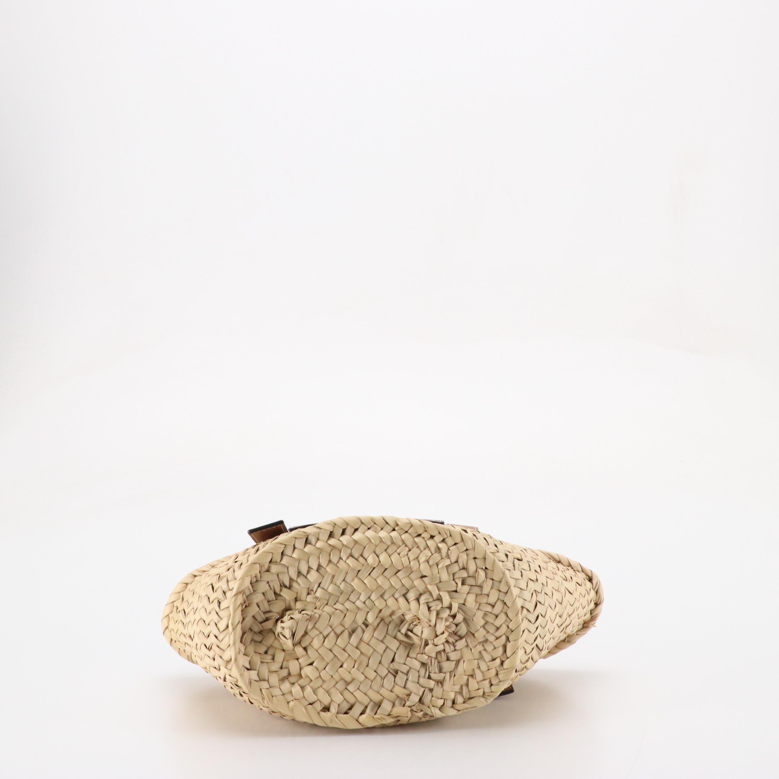 Loewe Anagram Basket Bag in Woven Palm Leaf and Leather Trim, With Tag