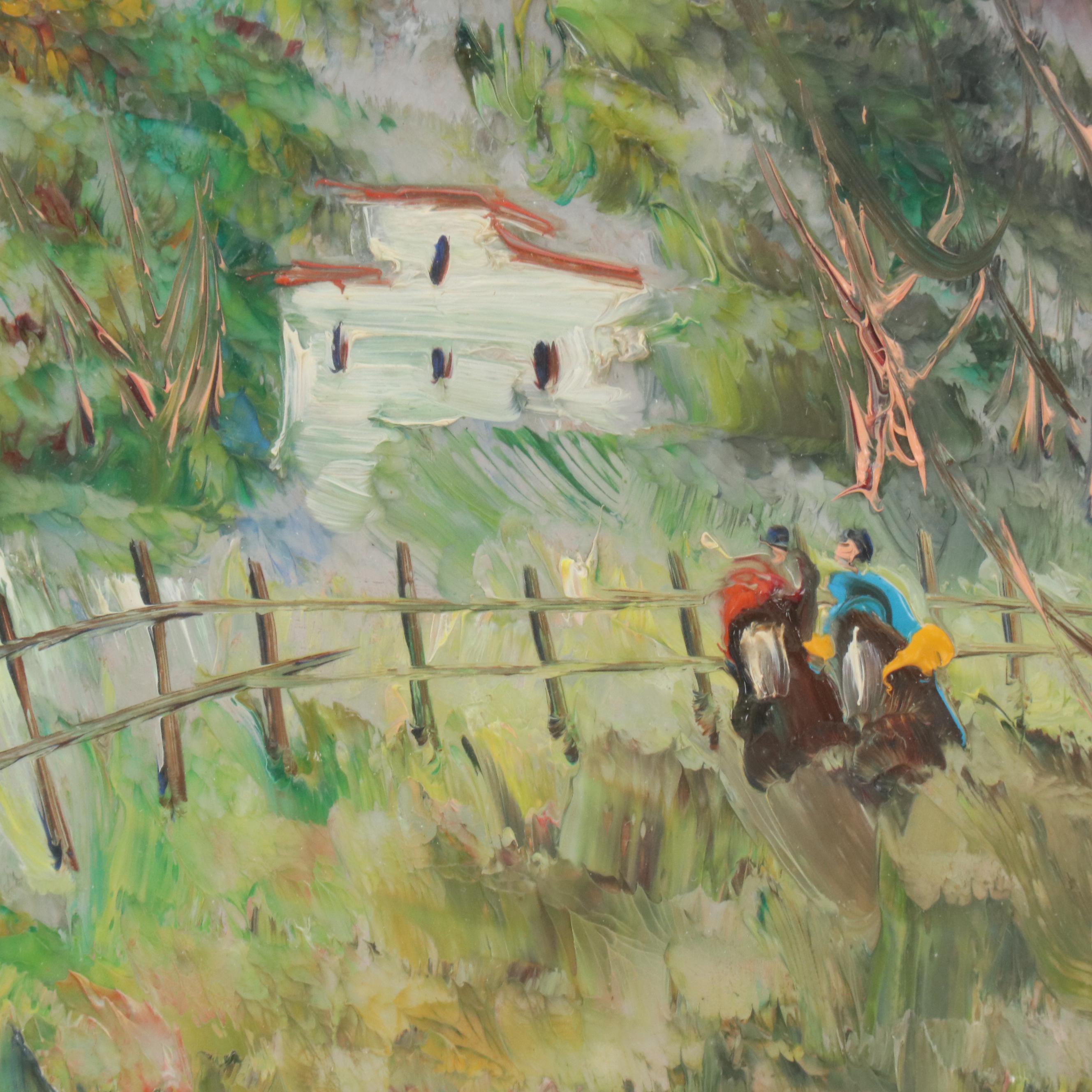 D. Salvatore Oil Painting of Mountainous Valley Landscape