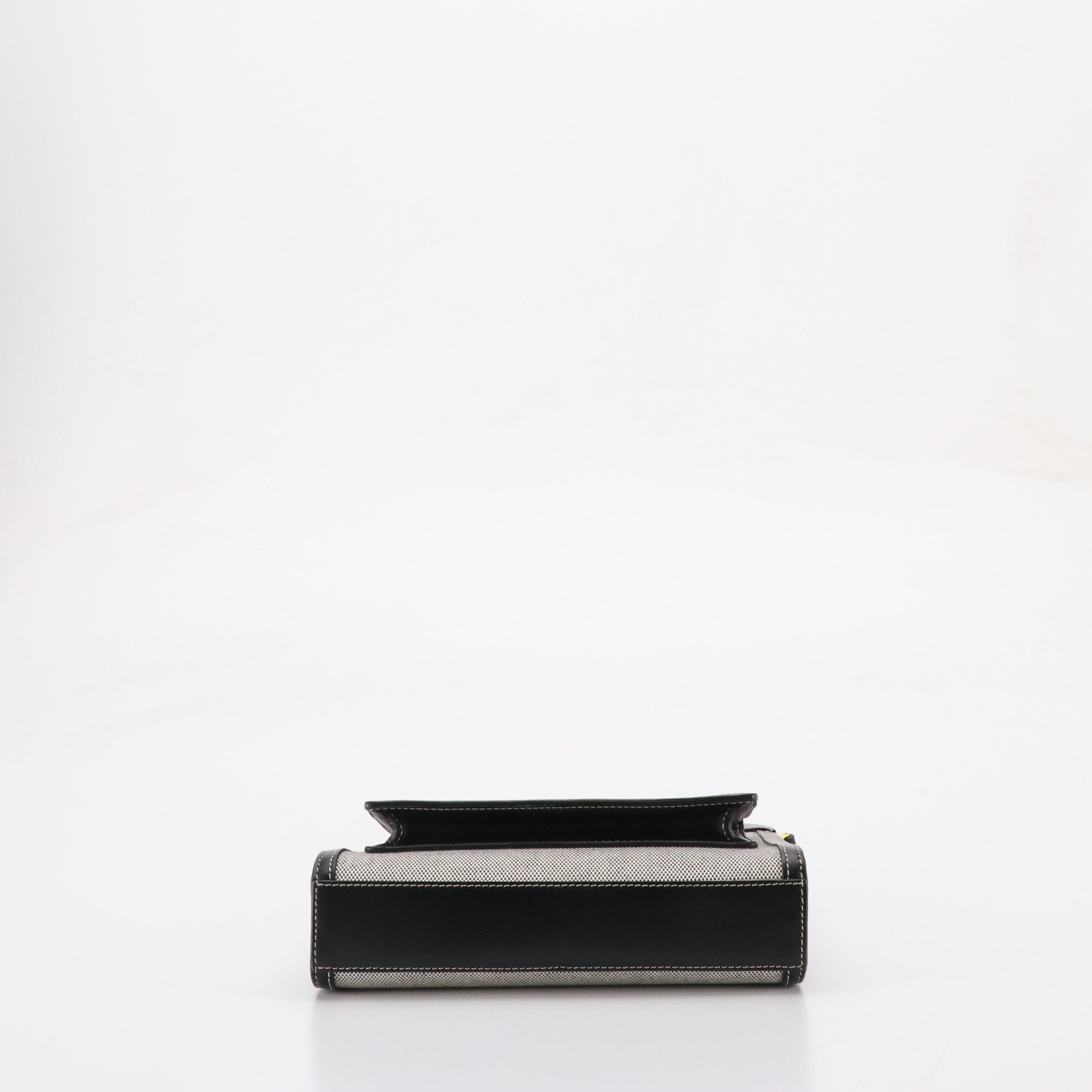 Burberry Logo Pocket Two-Way Tote in Canvas and Black Calfskin Leather Trim