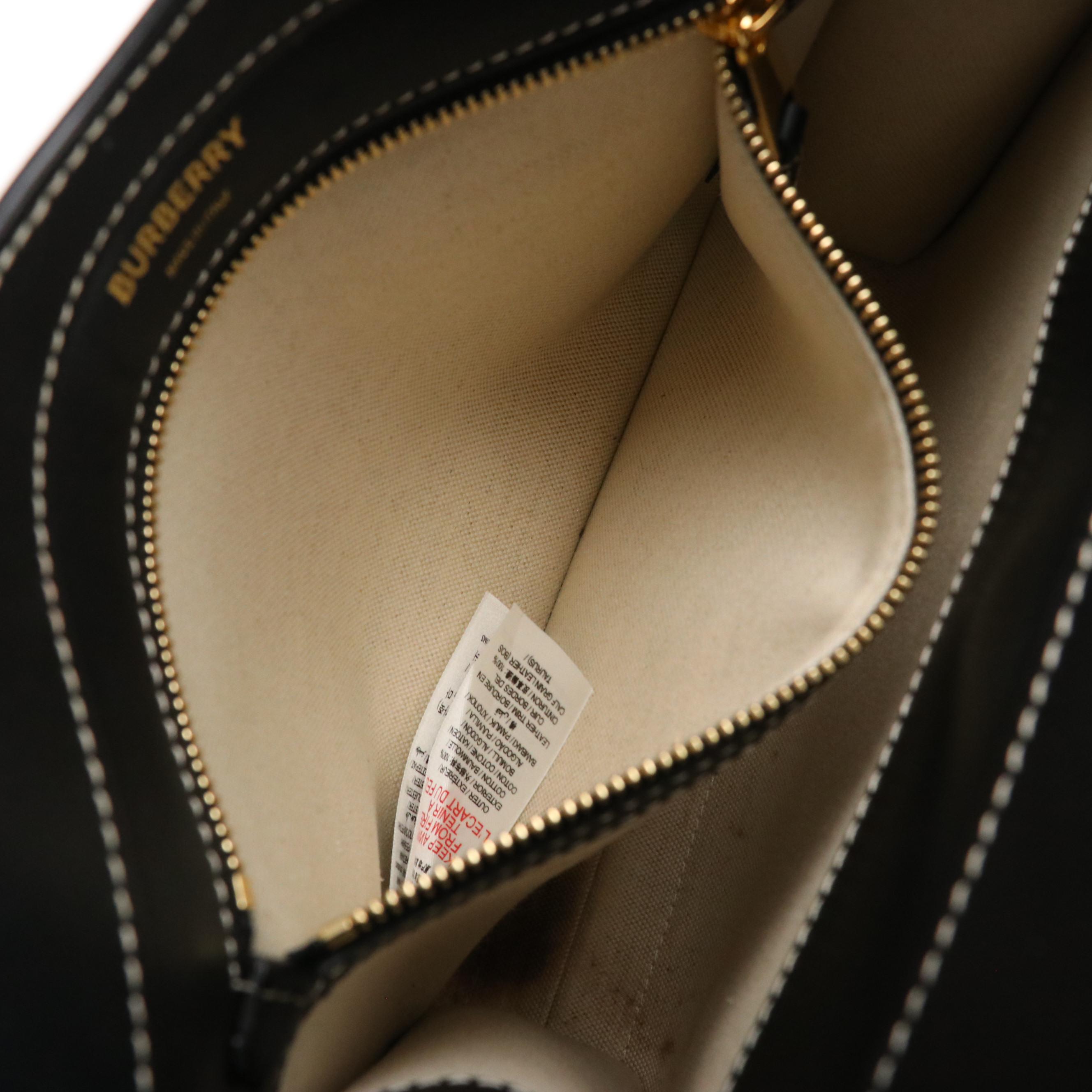 Burberry Logo Pocket Two-Way Tote in Canvas and Black Calfskin Leather Trim