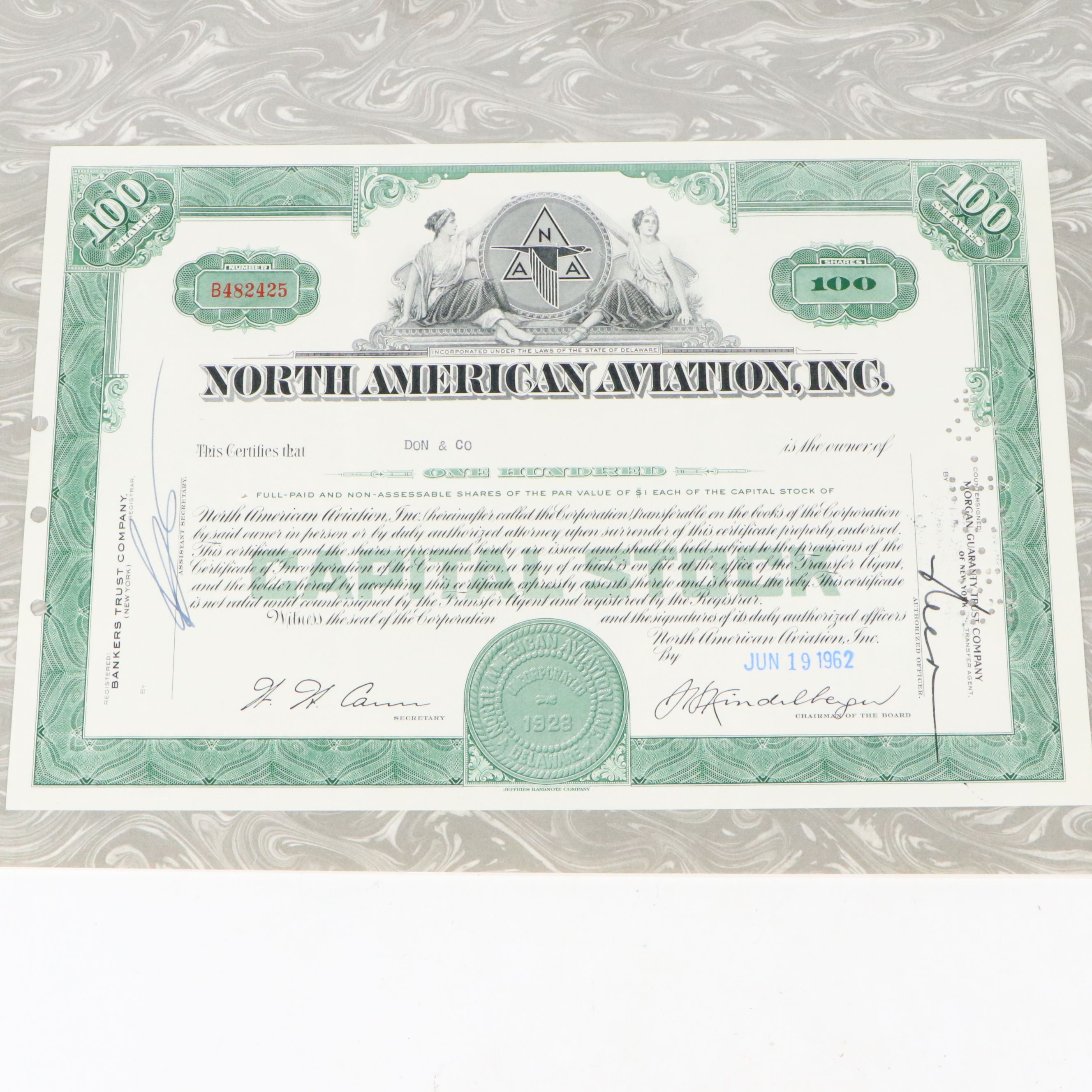 North American Aviation and Curtiss-Wright Corporation Stock Certificates