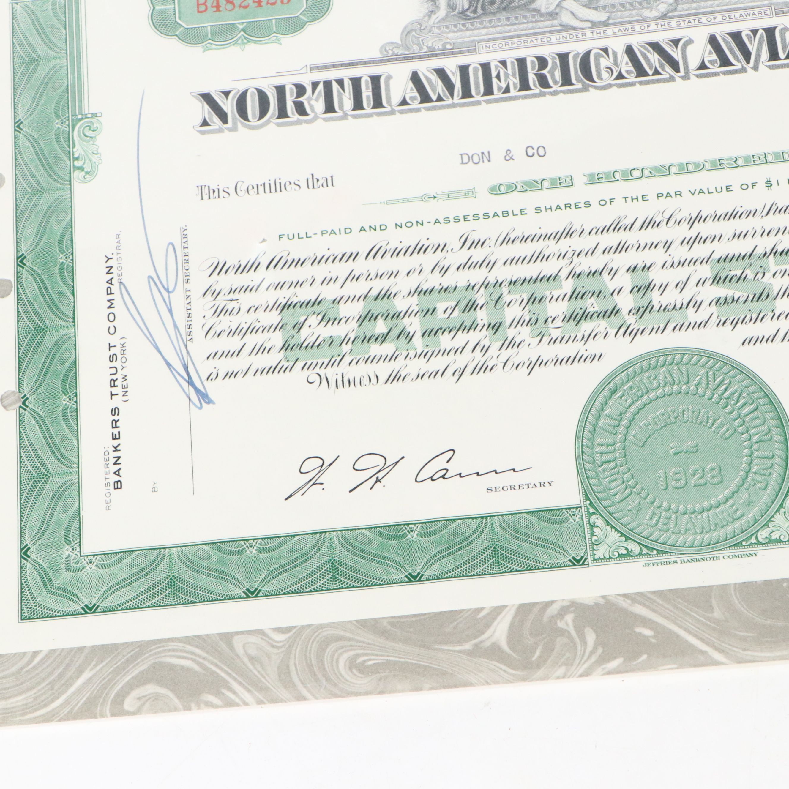 North American Aviation and Curtiss-Wright Corporation Stock Certificates