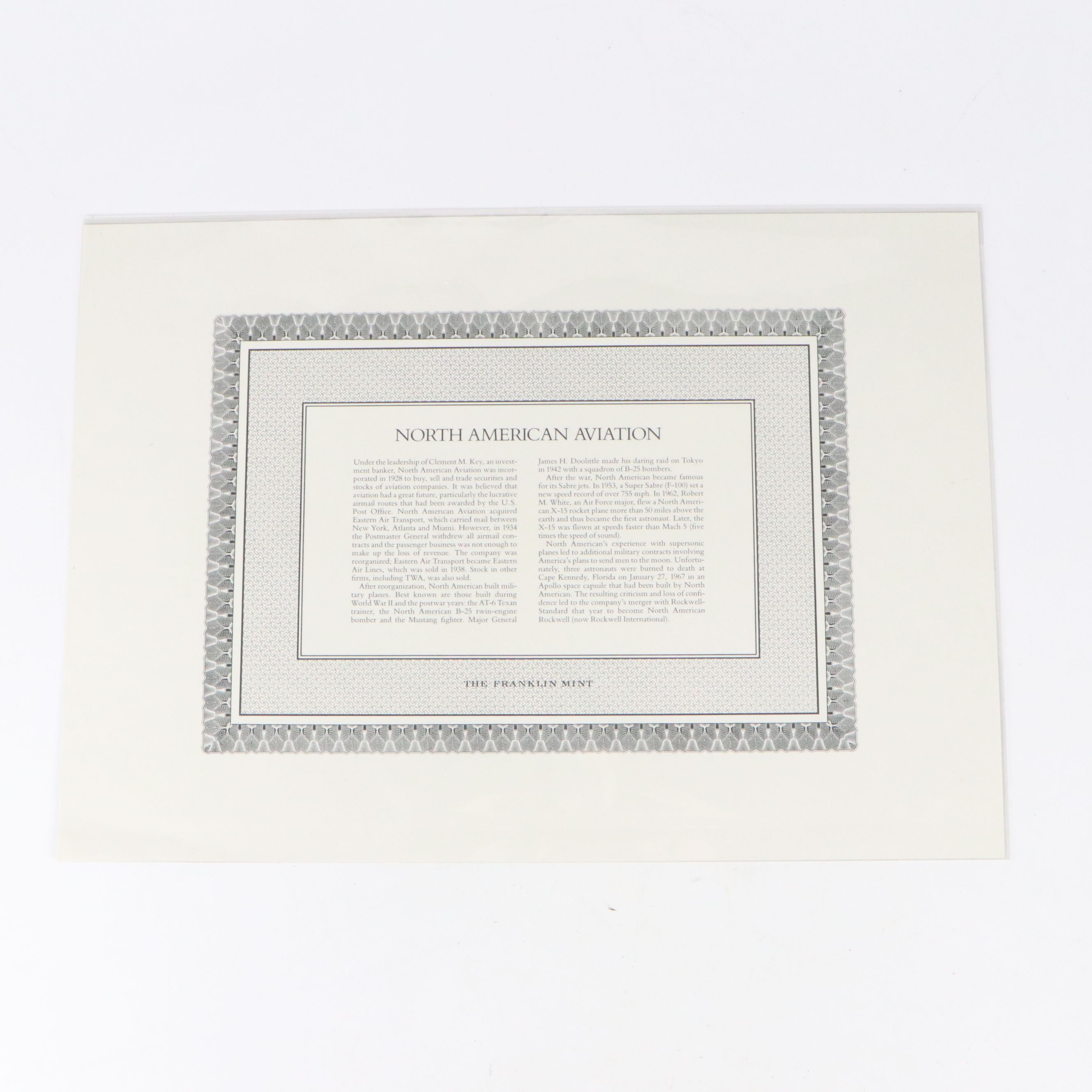 North American Aviation and Curtiss-Wright Corporation Stock Certificates