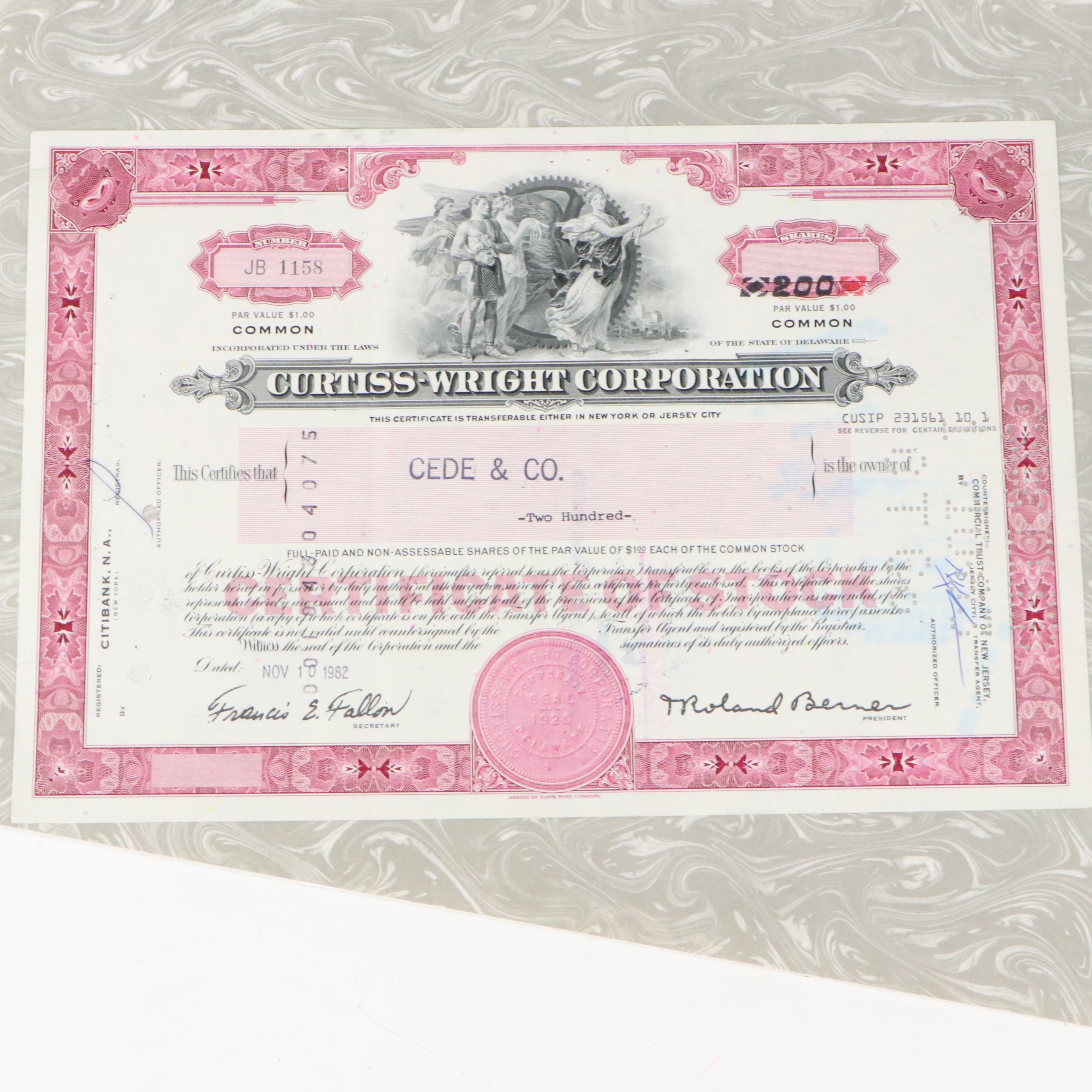North American Aviation and Curtiss-Wright Corporation Stock Certificates