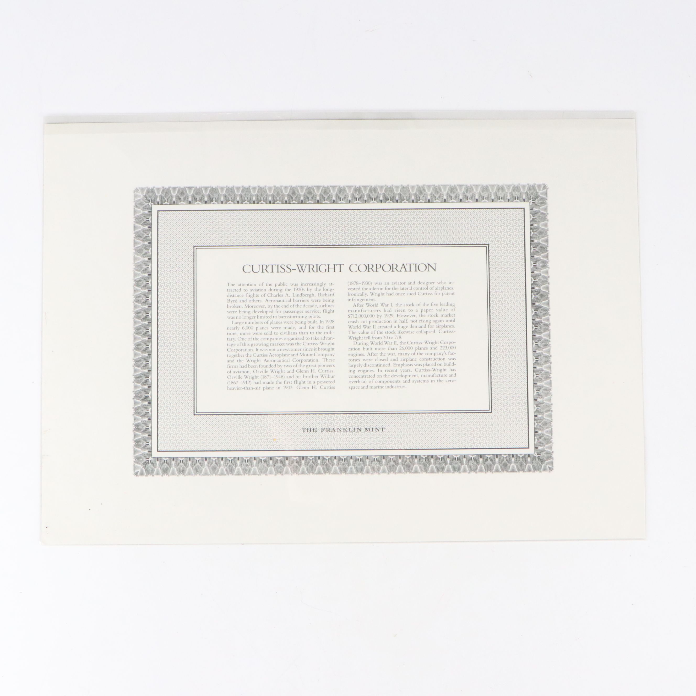 North American Aviation and Curtiss-Wright Corporation Stock Certificates