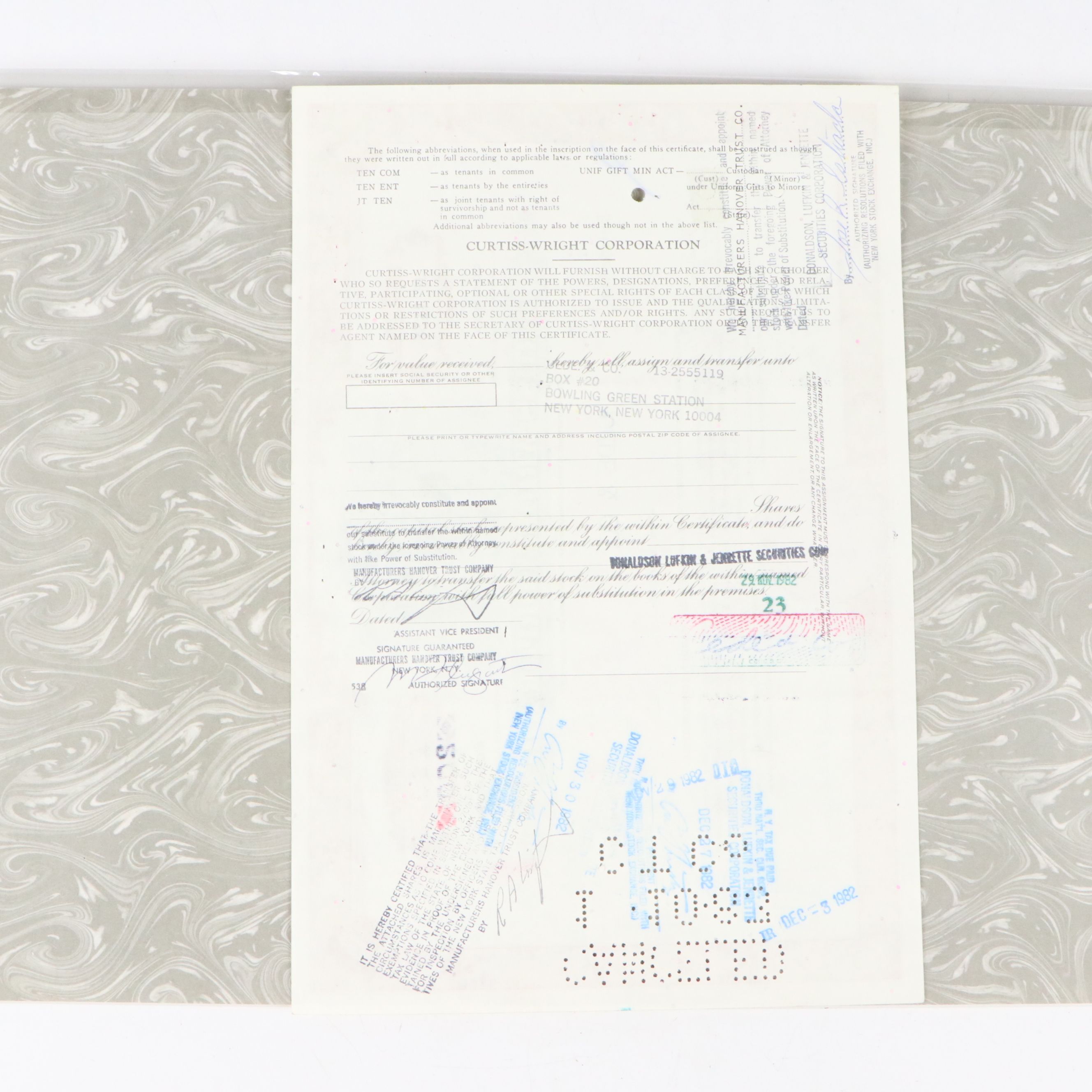 North American Aviation and Curtiss-Wright Corporation Stock Certificates