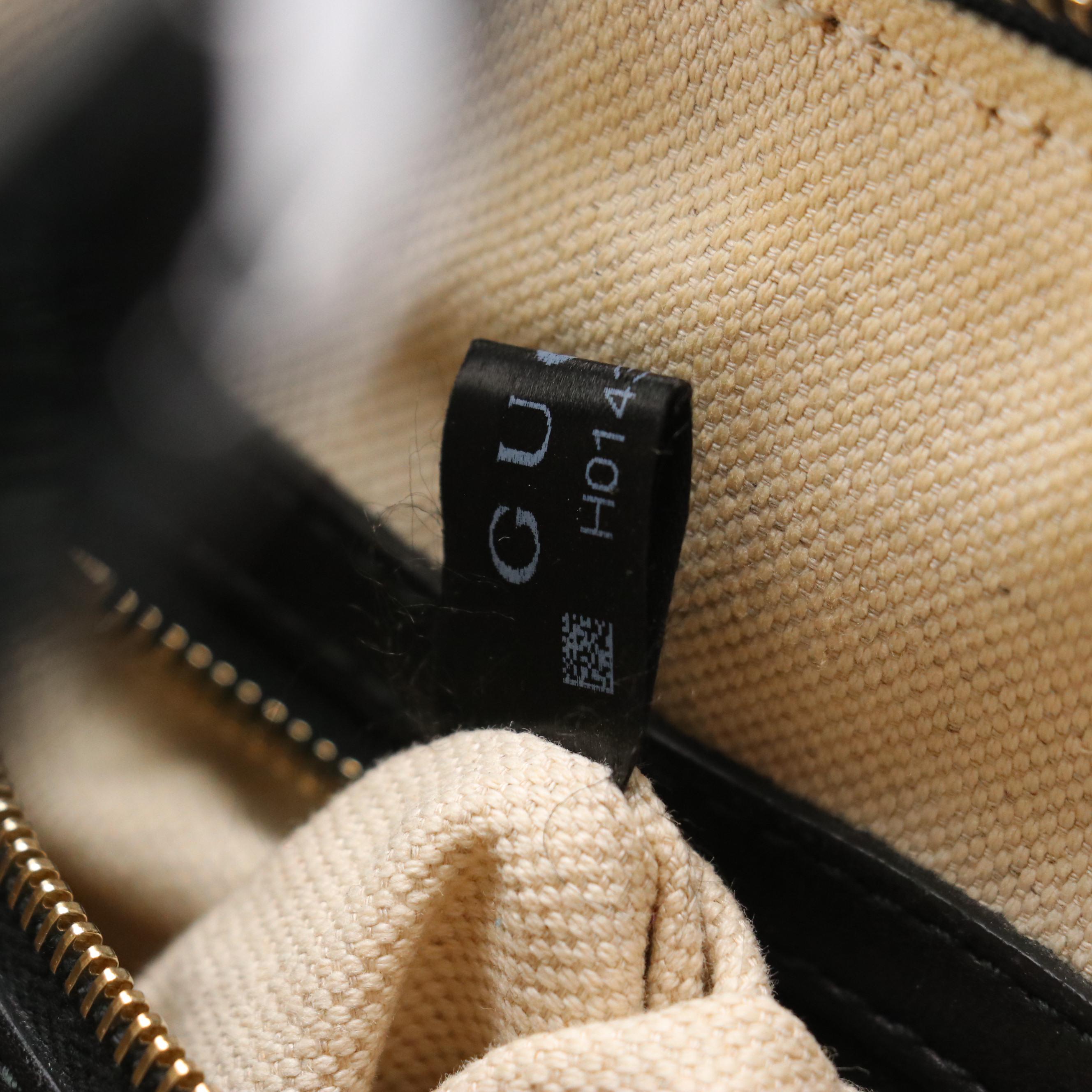 Gucci Nice Dome Two-Way Bag in Black Patent Micro Guccissima Leather