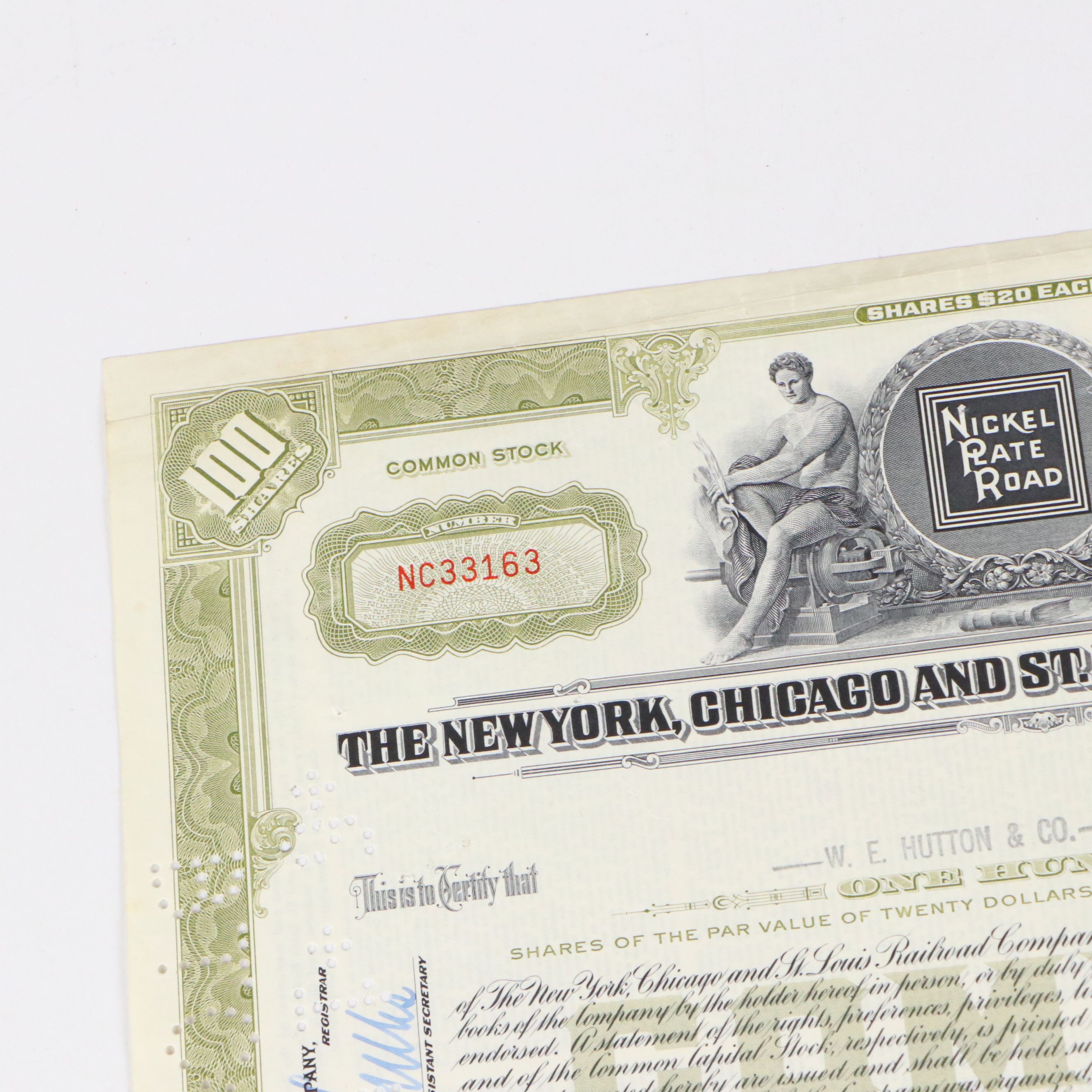 New York, Chicago and St. Louis Railroad Company Stock Certificates, Mid-20th C.