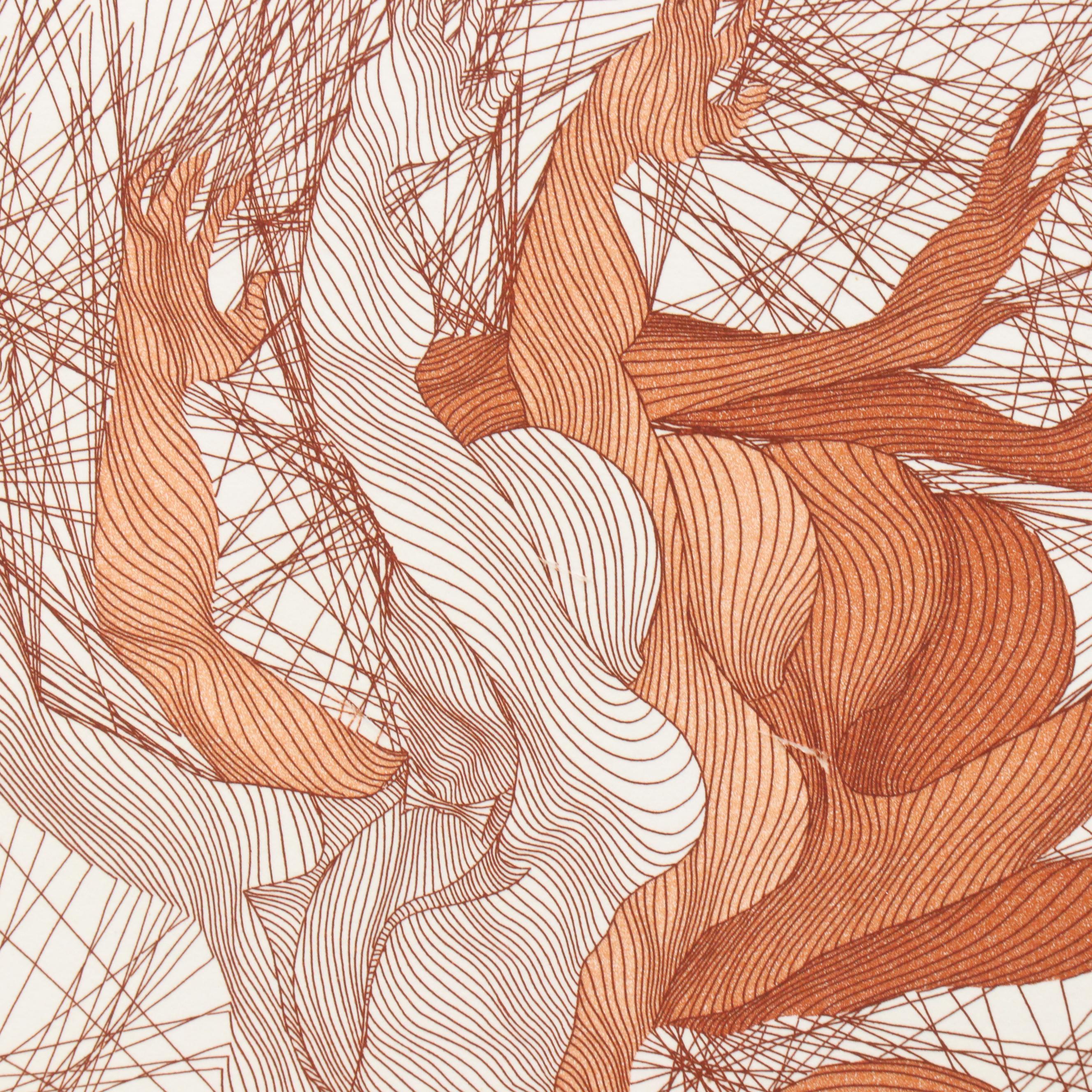 Guillaume Azoulay Equine Sepia Etching "Monsieur Hamilton"