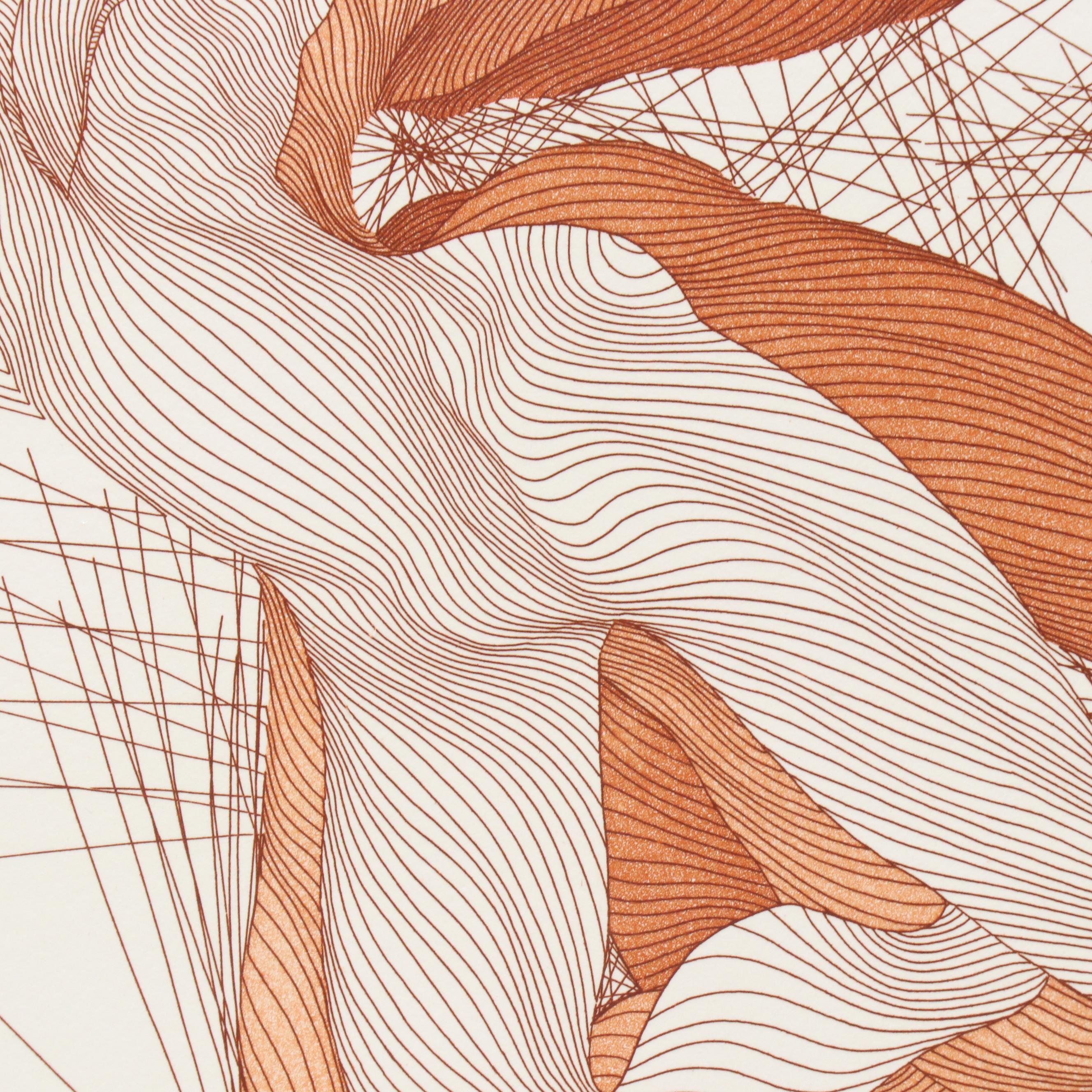 Guillaume Azoulay Equine Sepia Etching "Monsieur Hamilton"