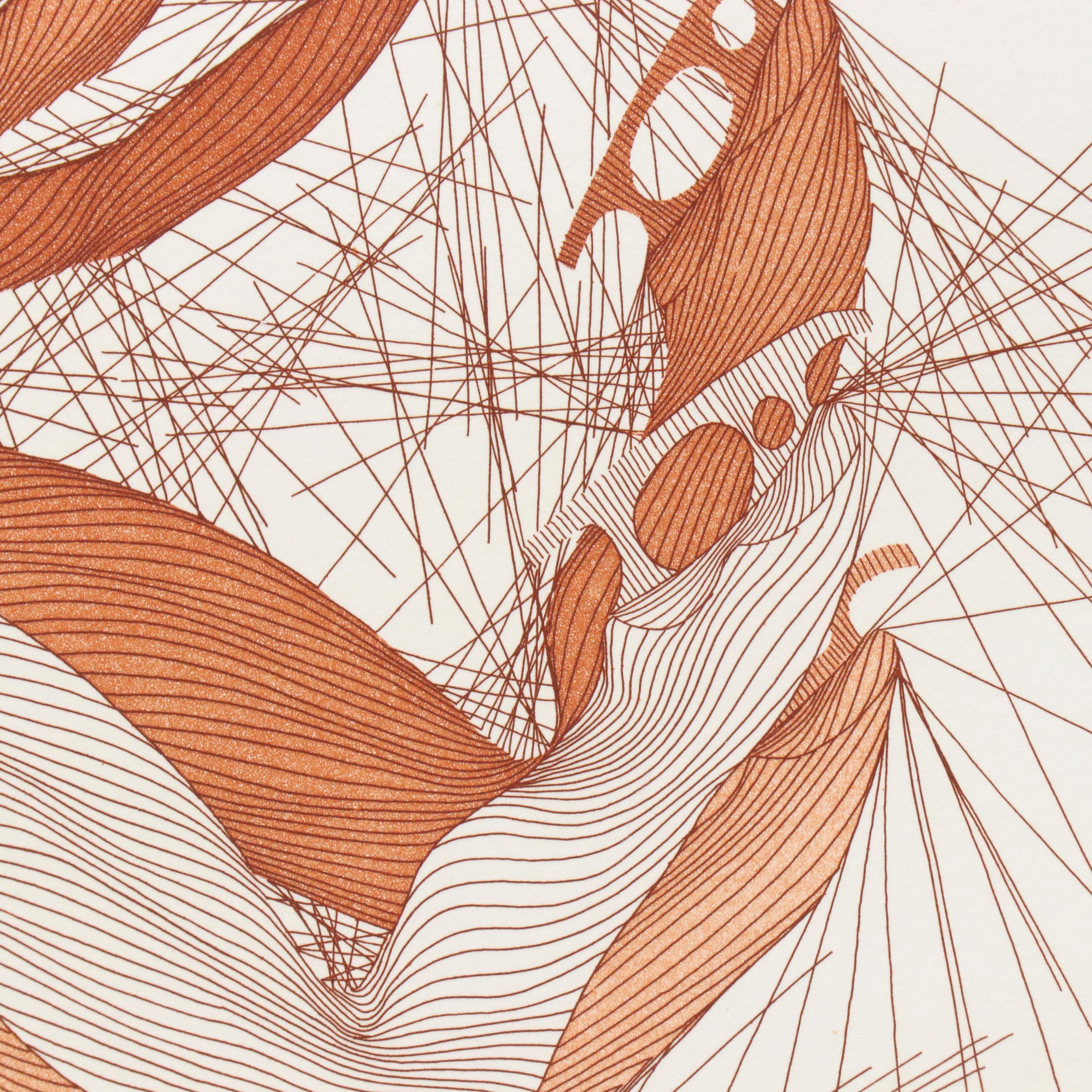 Guillaume Azoulay Equine Sepia Etching "Monsieur Hamilton"