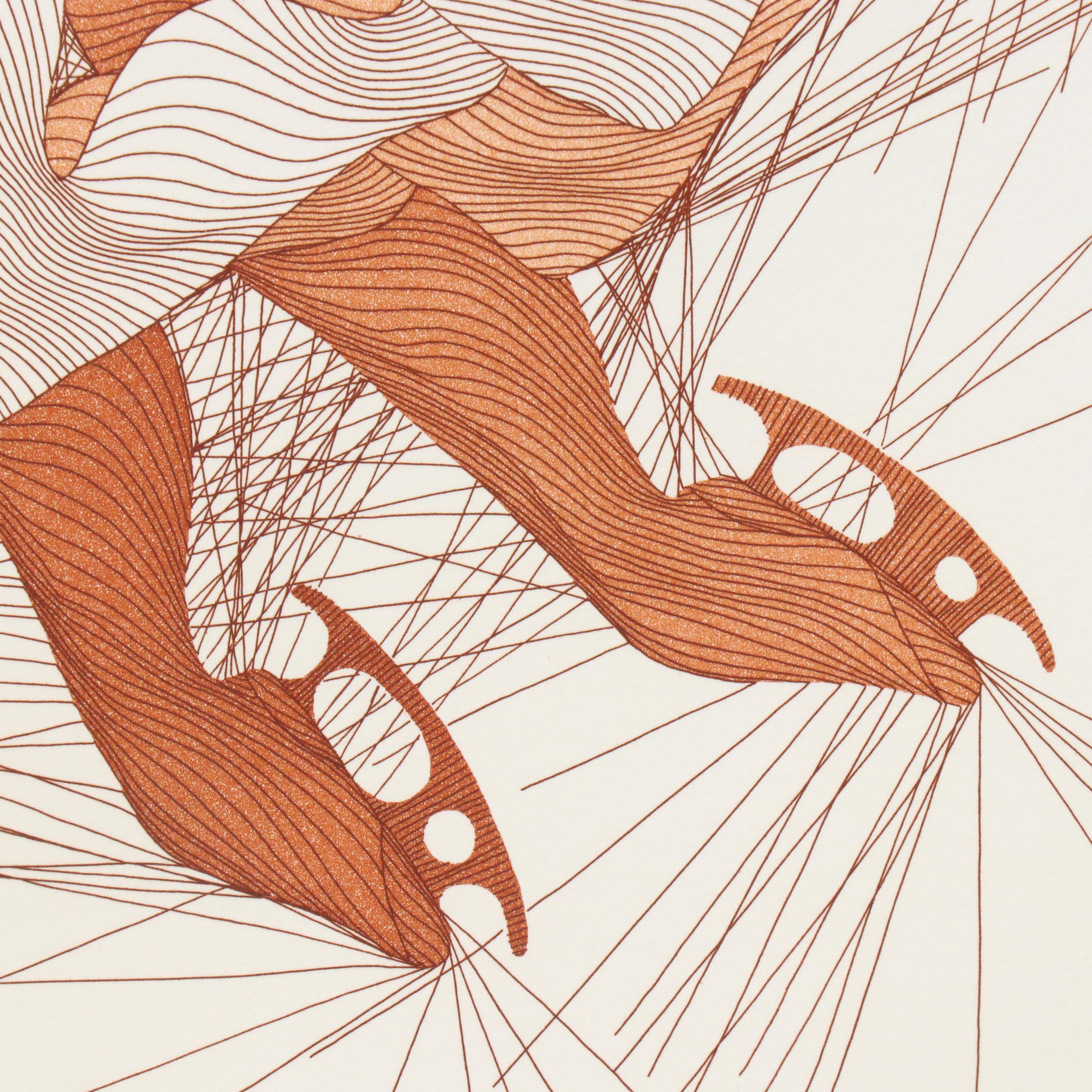 Guillaume Azoulay Equine Sepia Etching "Monsieur Hamilton"