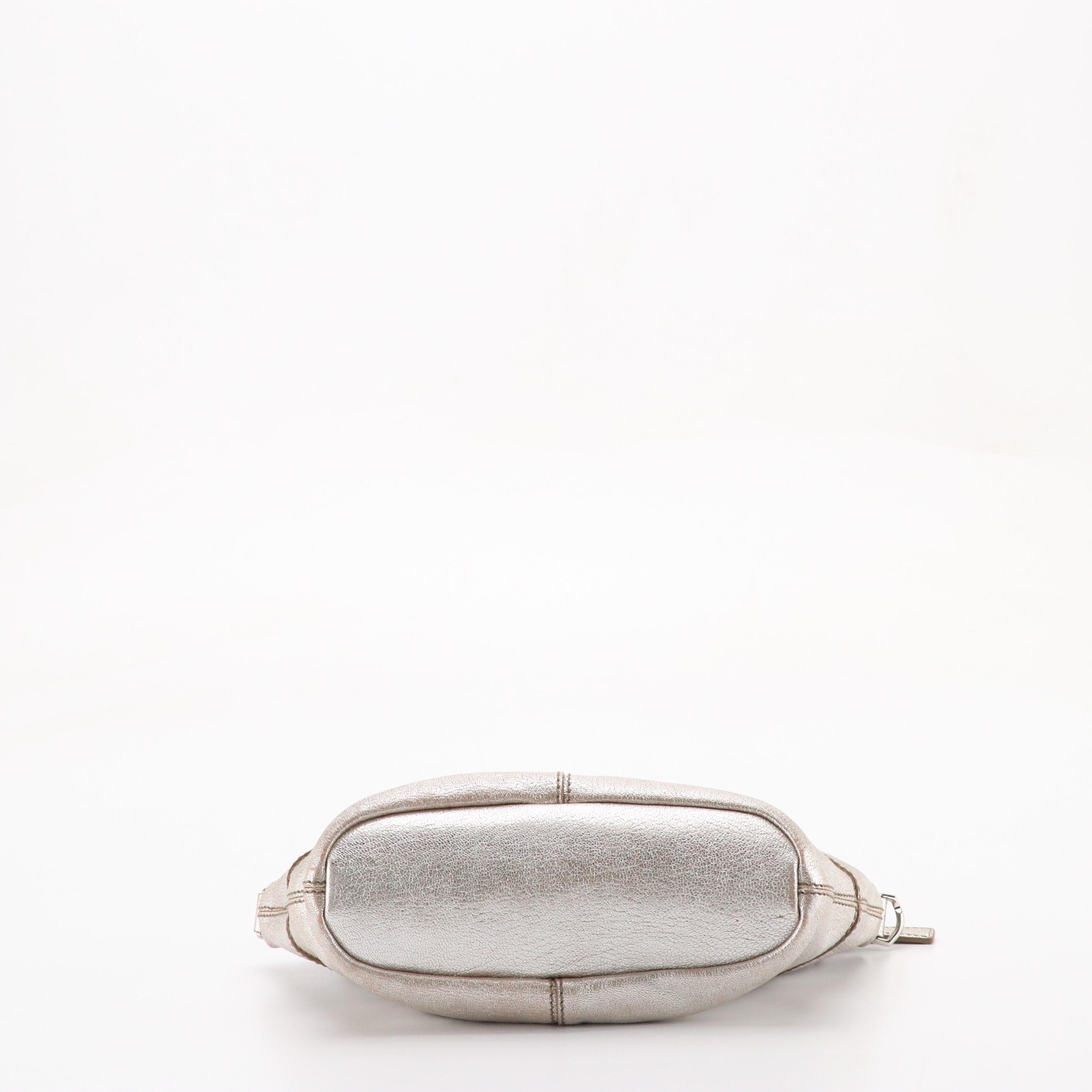 Givenchy Micro Nightingale Two-Way Satchel in Silver Metallic Calfskin Leather