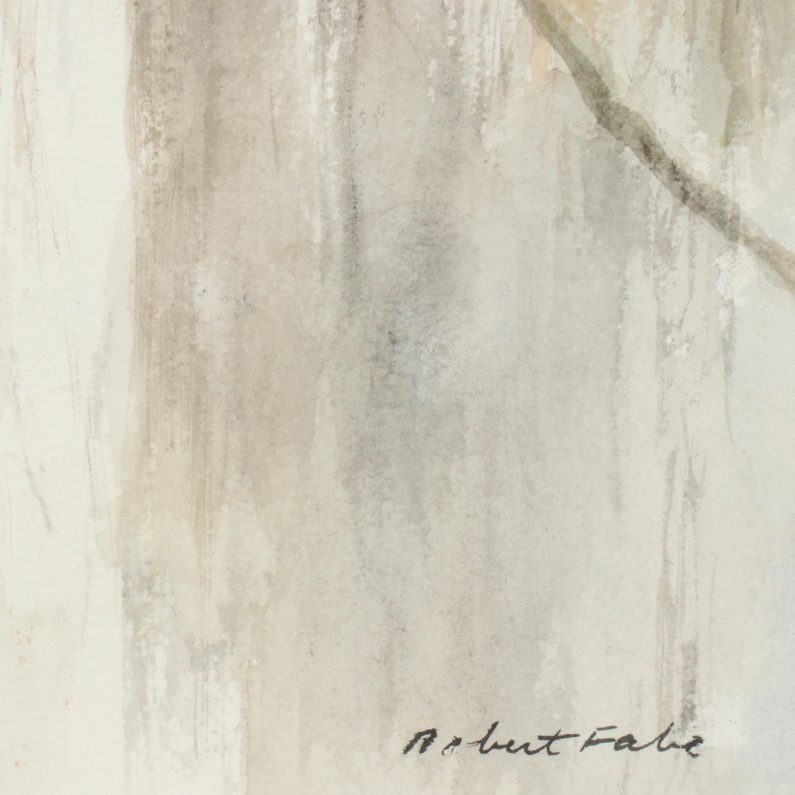 Robert Fabe Watercolor Painting of Neighborhood Landscape, Circa 1960