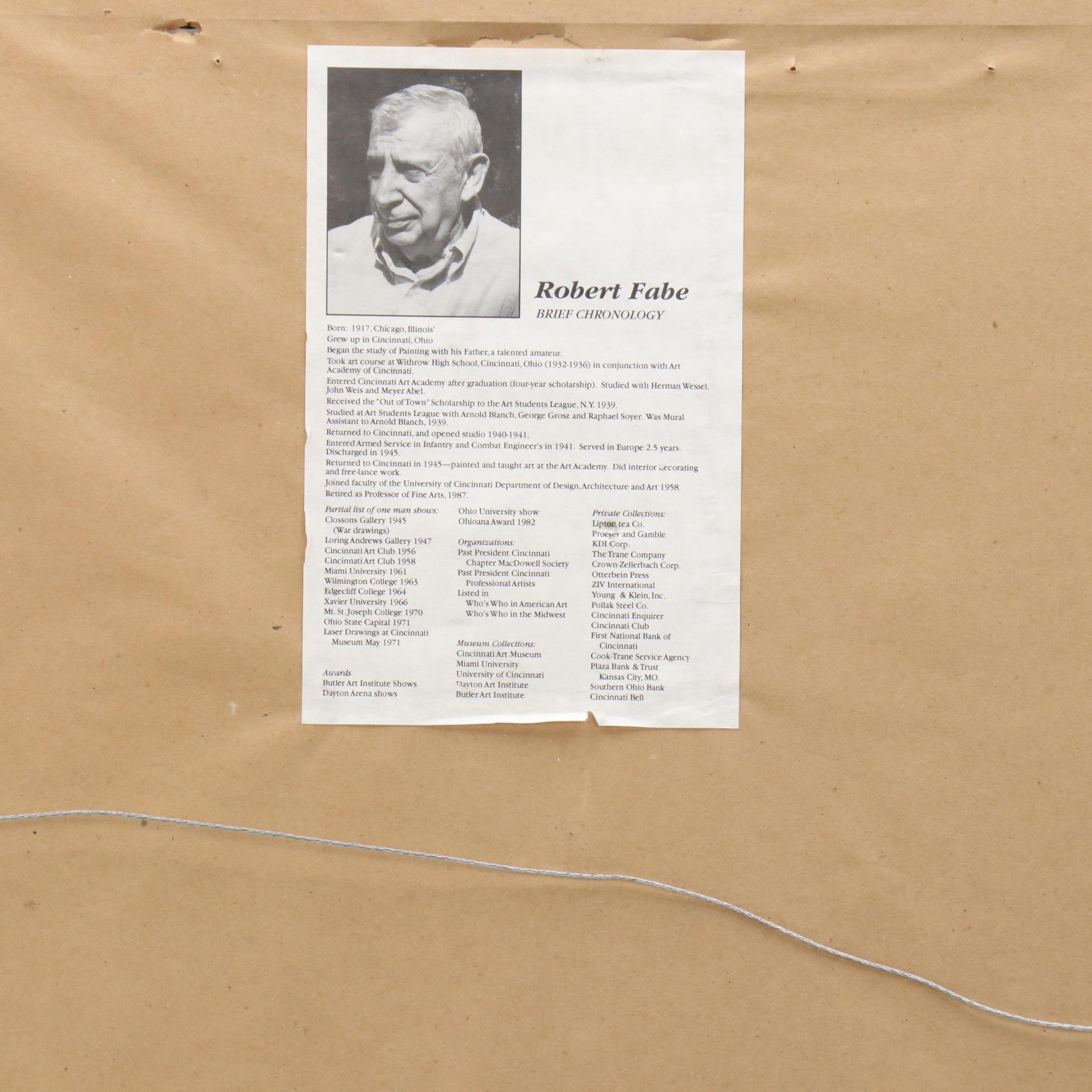 Robert Fabe Watercolor Painting of Neighborhood Landscape, Circa 1960