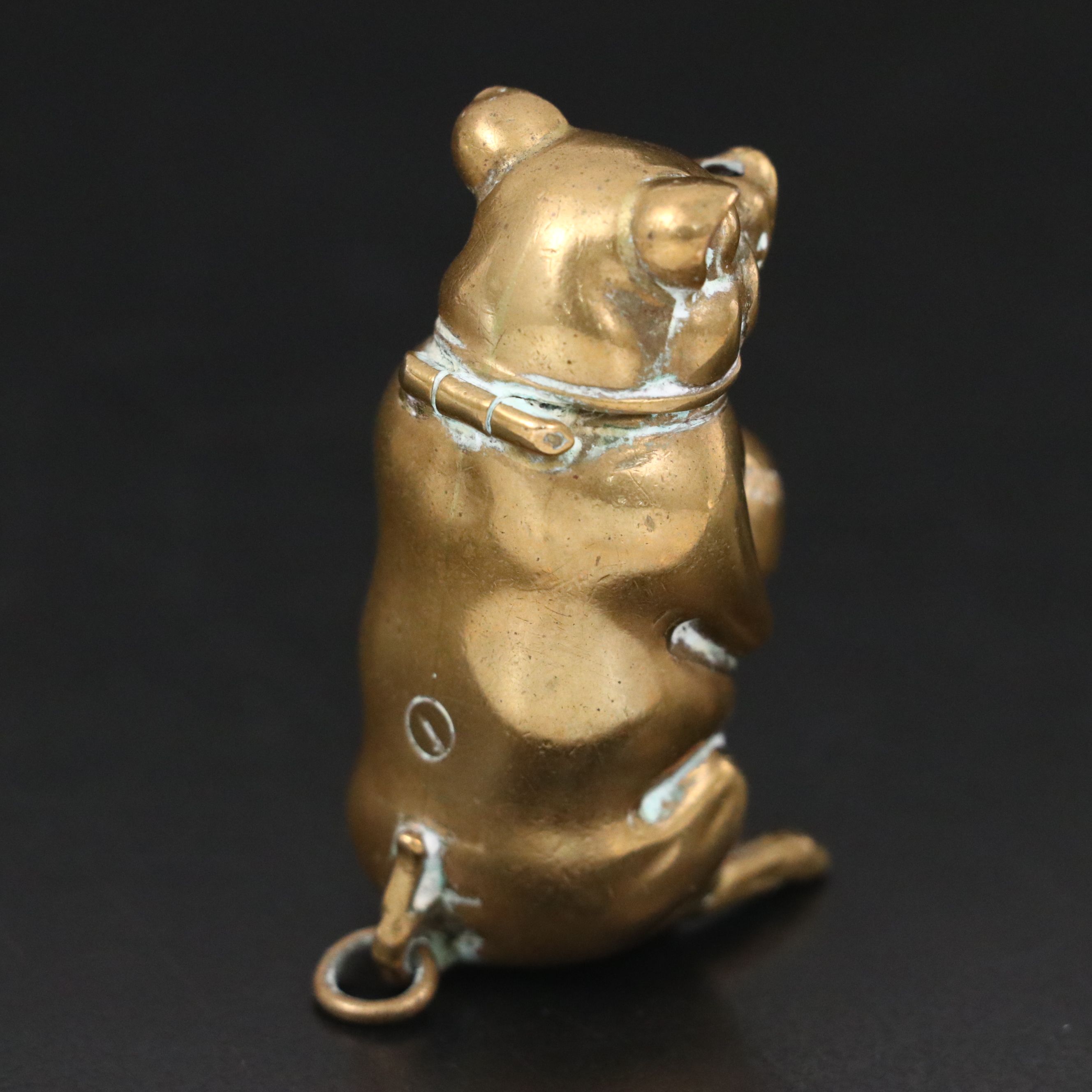 Figural Pig with Money Bag Brass Vesta Case, Late 19th/Early 20th Century