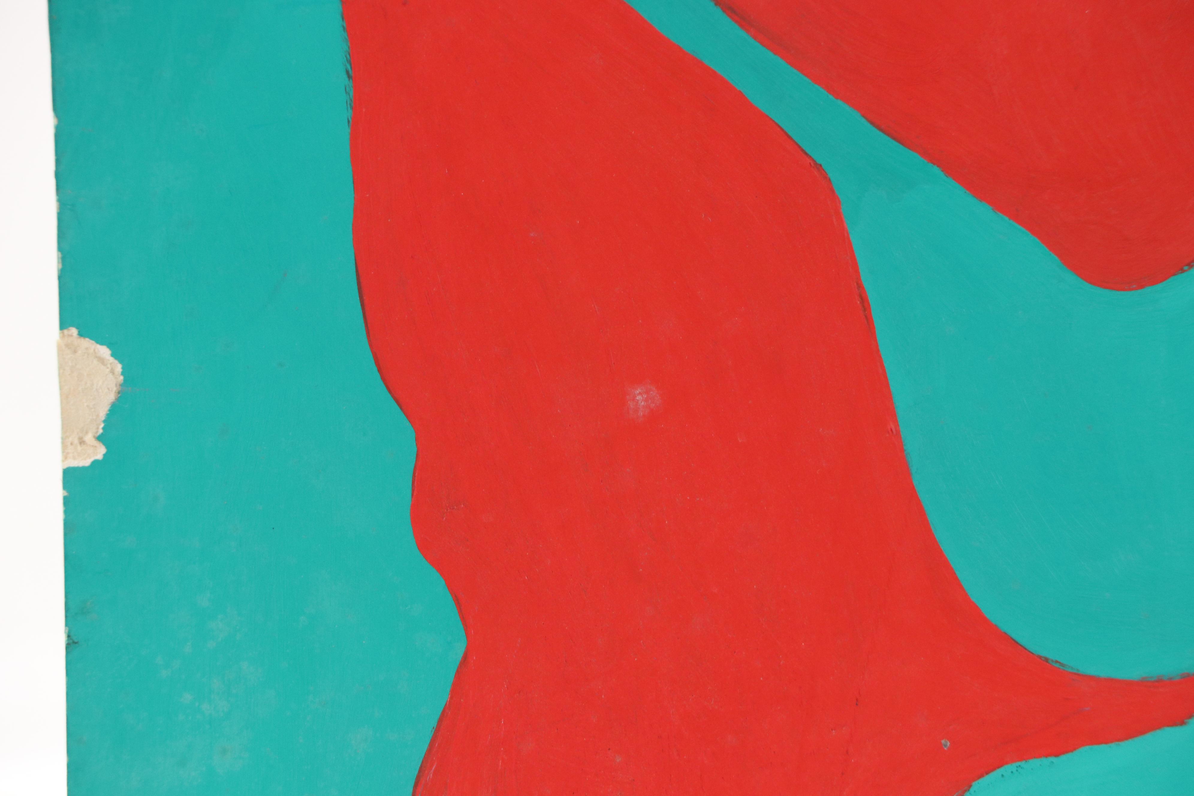 Duotone Acylic Painting of Woman with Crossed Arms, Late 20th/21st Century