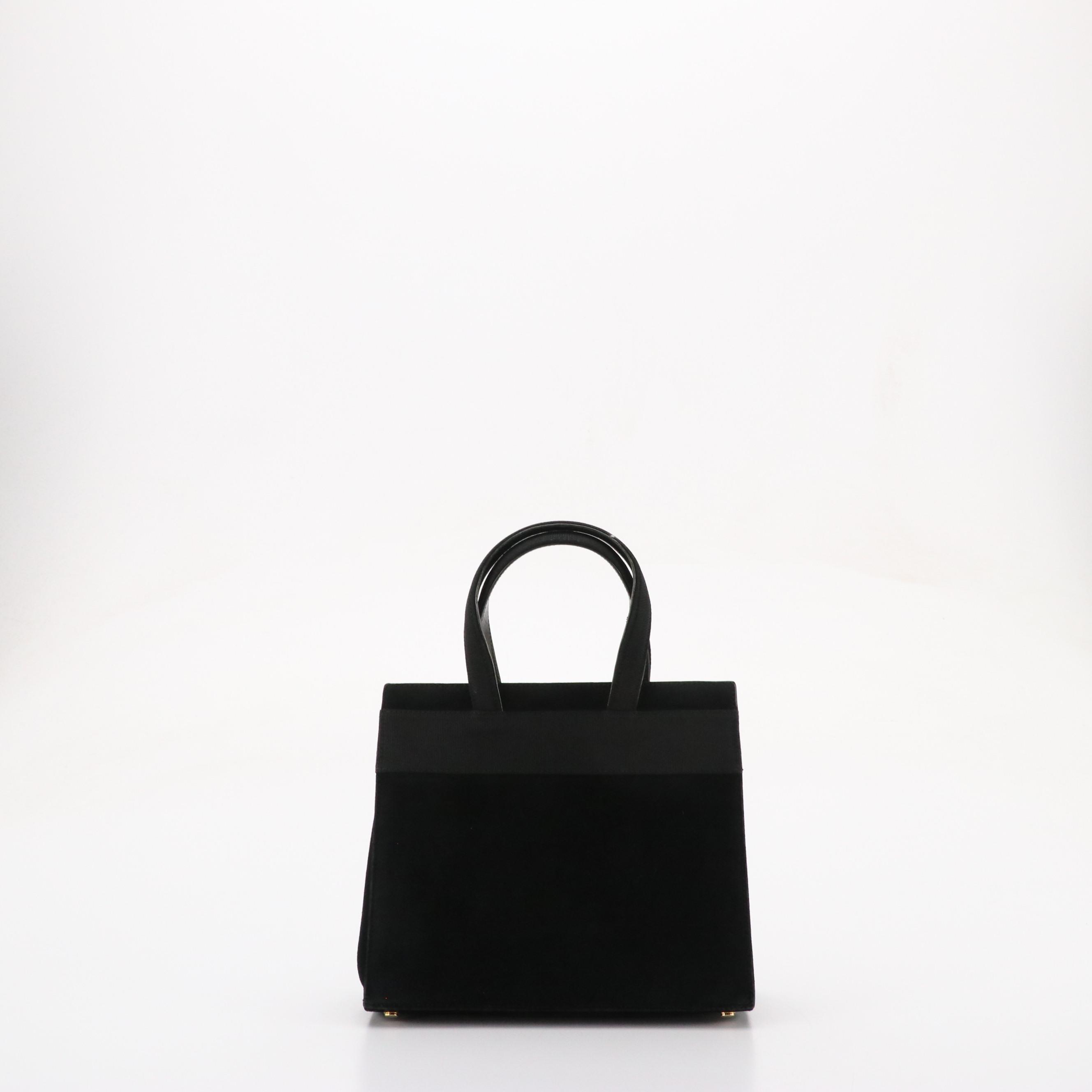 Salvatore Ferragamo Vara Bow Handbag in Black Suede