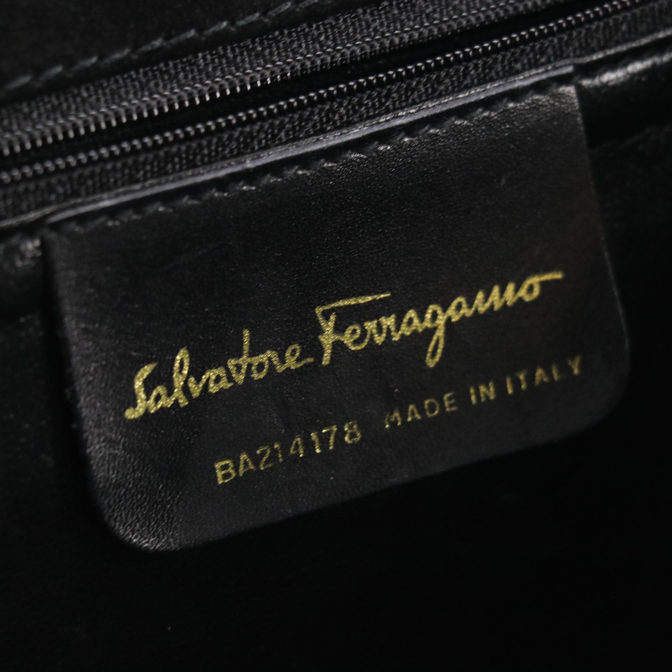 Salvatore Ferragamo Vara Bow Handbag in Black Suede