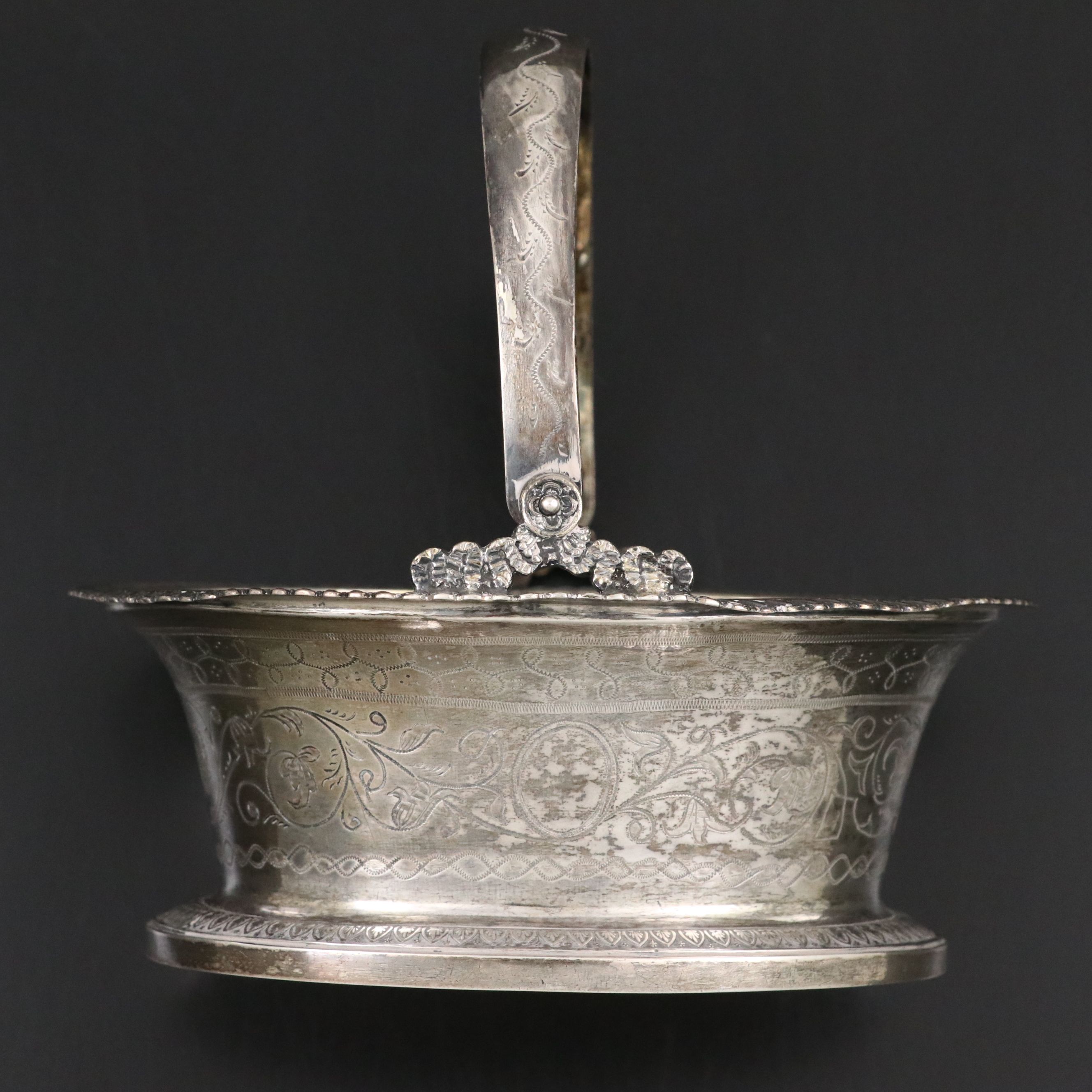Firm of Sazikov Russian Engraved 875 Silver Basket, 1834