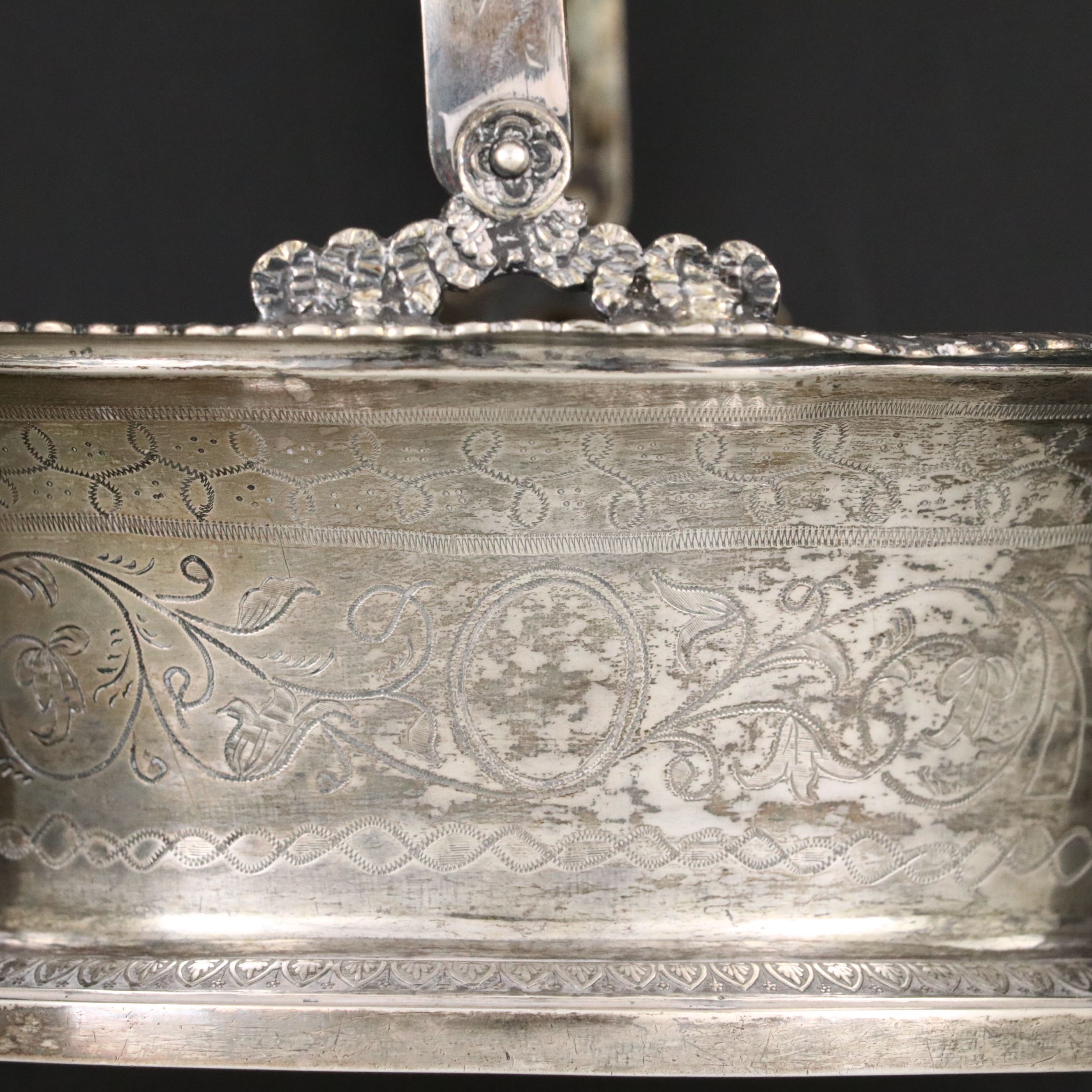 Firm of Sazikov Russian Engraved 875 Silver Basket, 1834