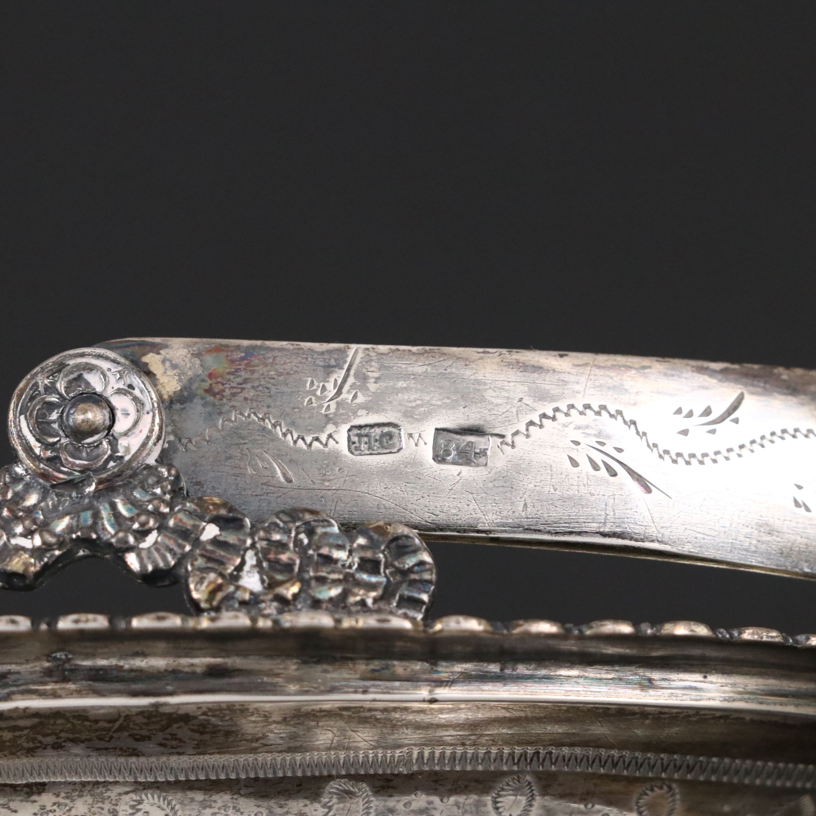 Firm of Sazikov Russian Engraved 875 Silver Basket, 1834