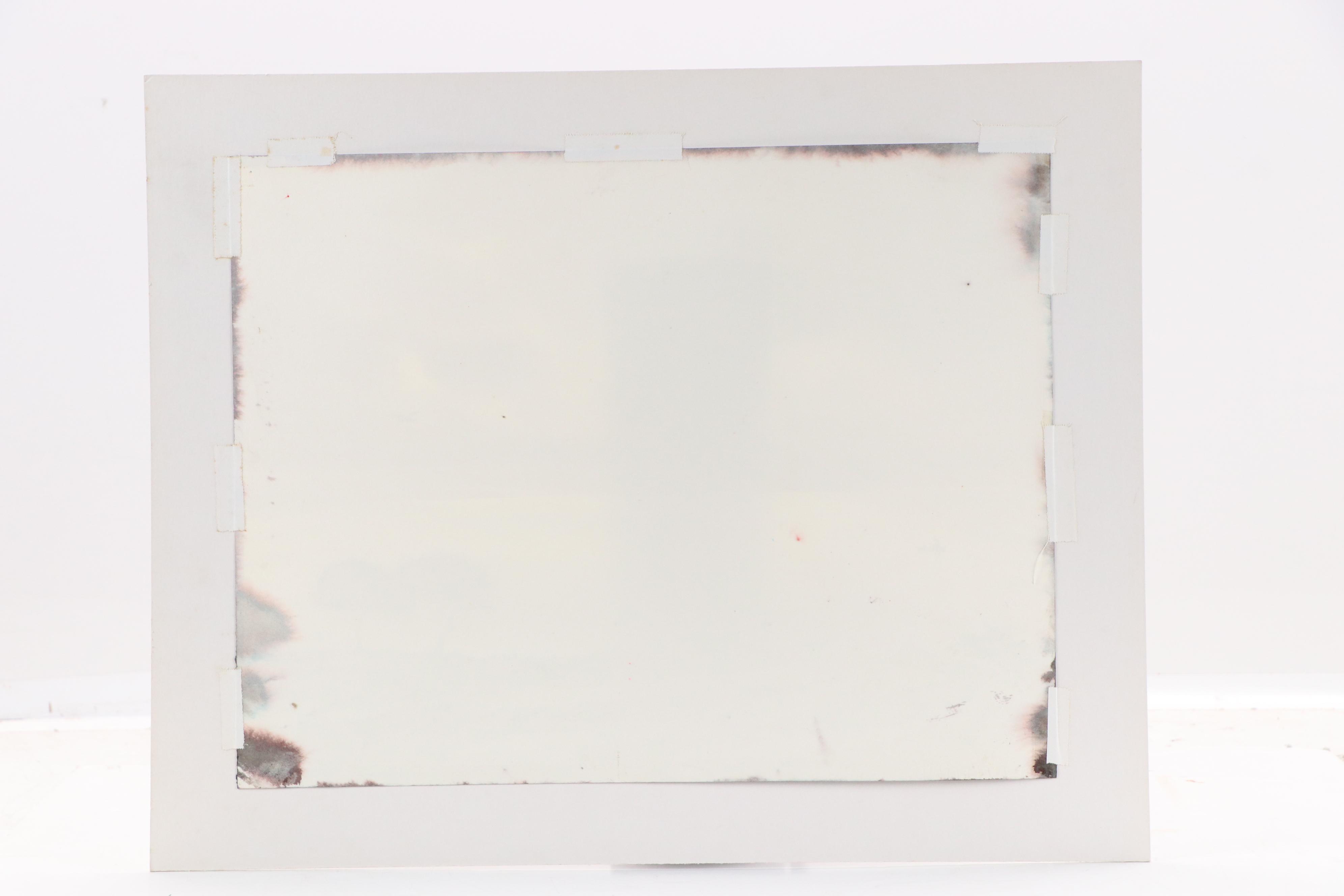 Mariano Ortuzar Landscape Watercolor Painting with Open Water with Trees, 1979