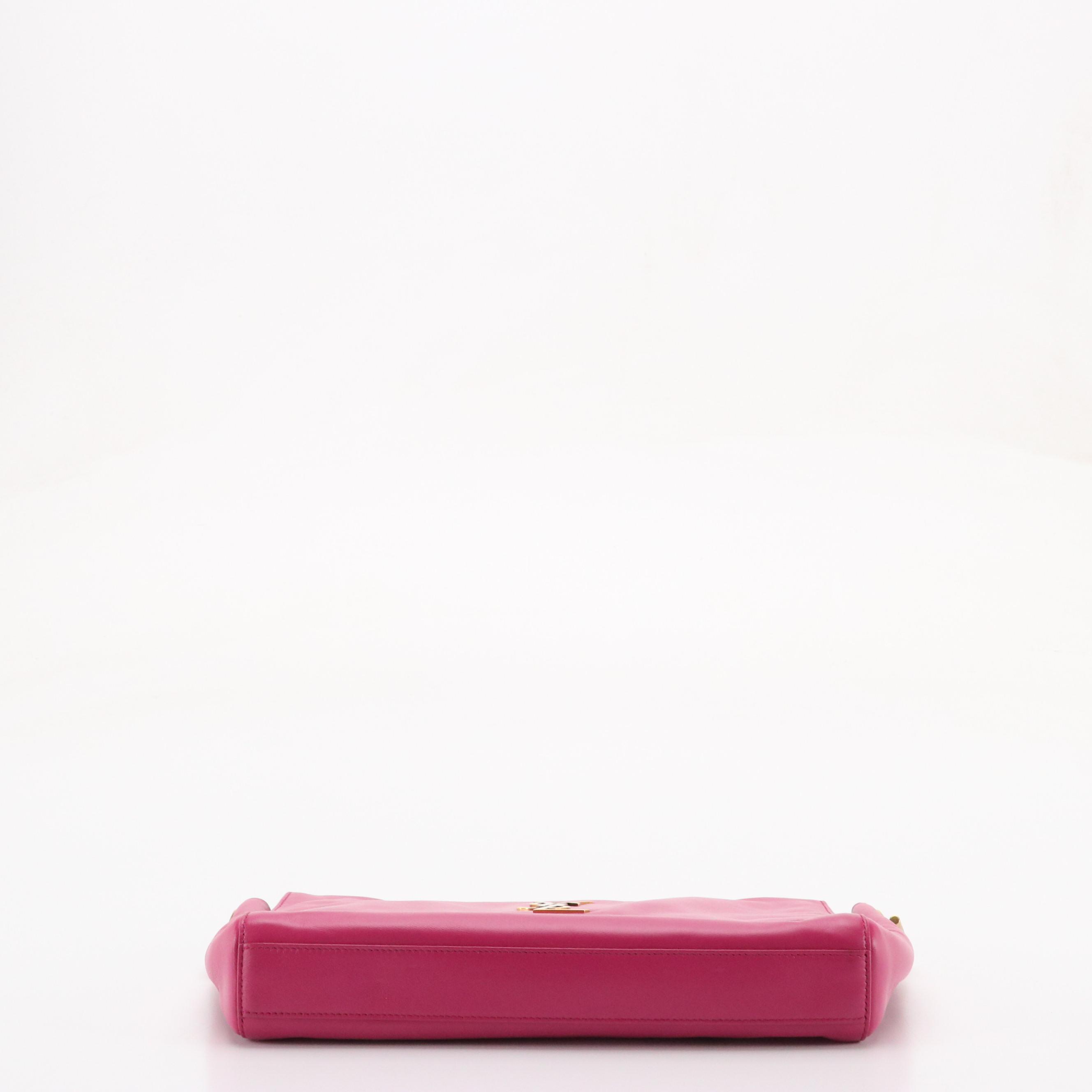 Saint Laurent YSL Large Front Flap Chain Link Crossbody Bag in Hot Pink Calfskin