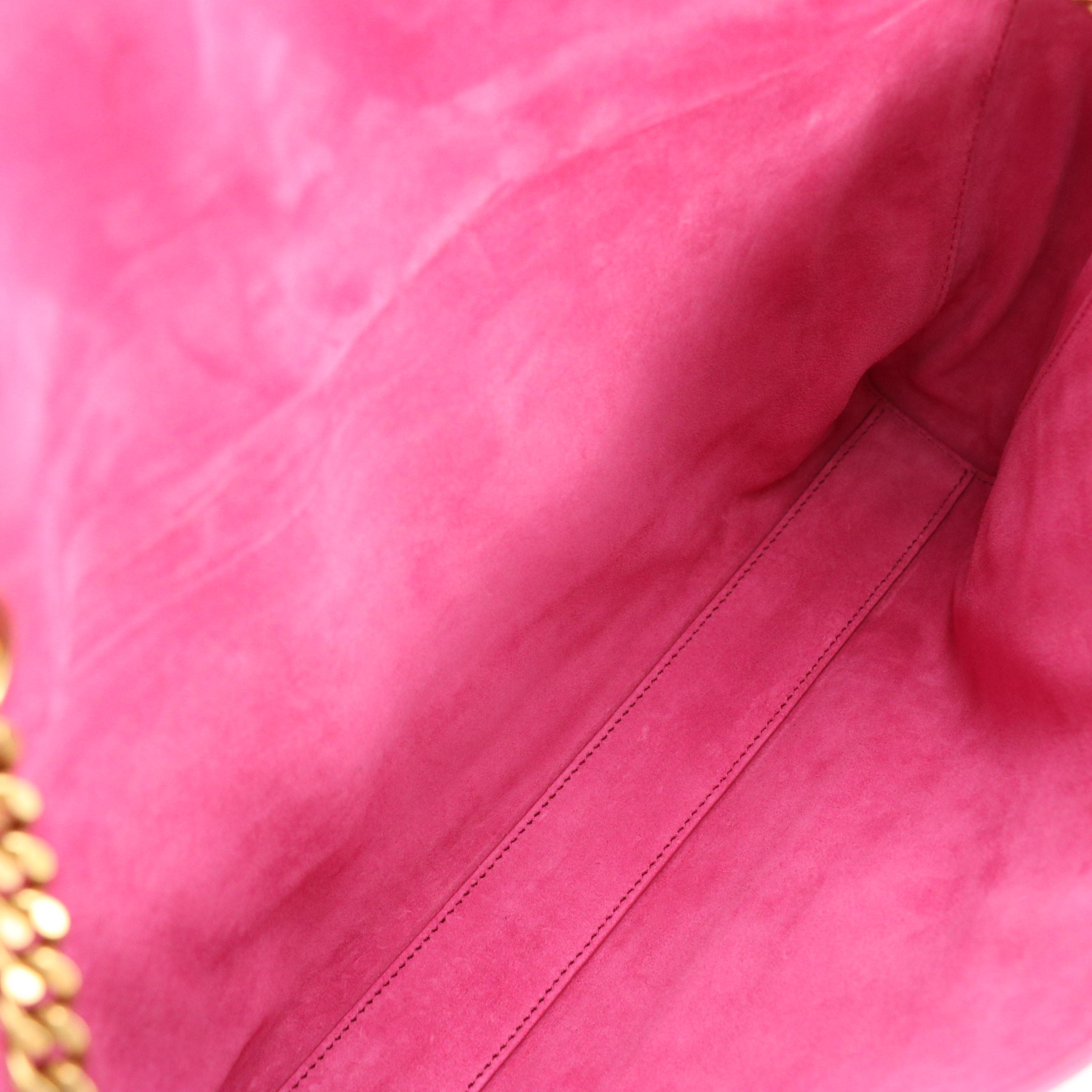 Saint Laurent YSL Large Front Flap Chain Link Crossbody Bag in Hot Pink Calfskin