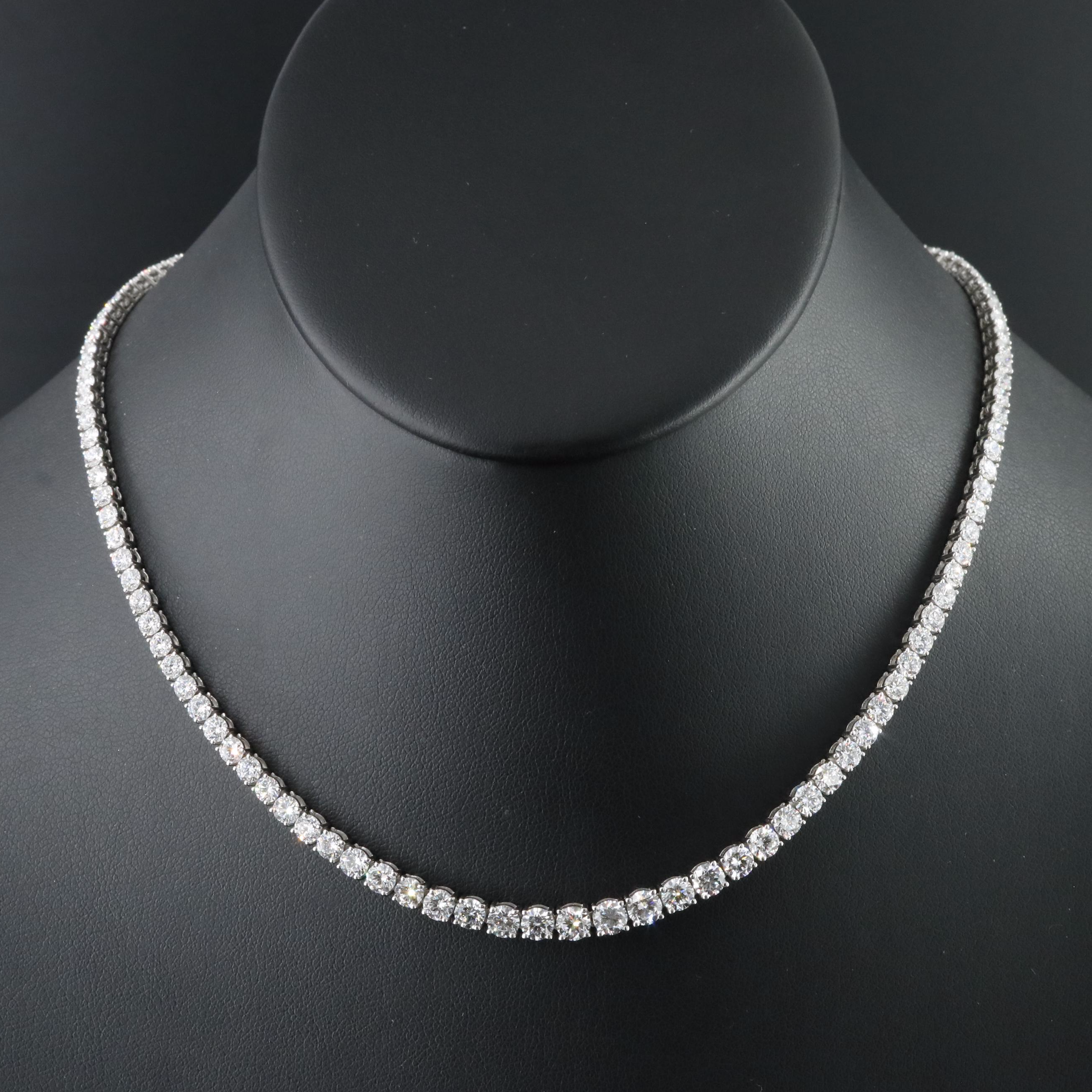 Platinum 14.60 CTW Lab Grown Diamond Graduated Riviera Necklace
