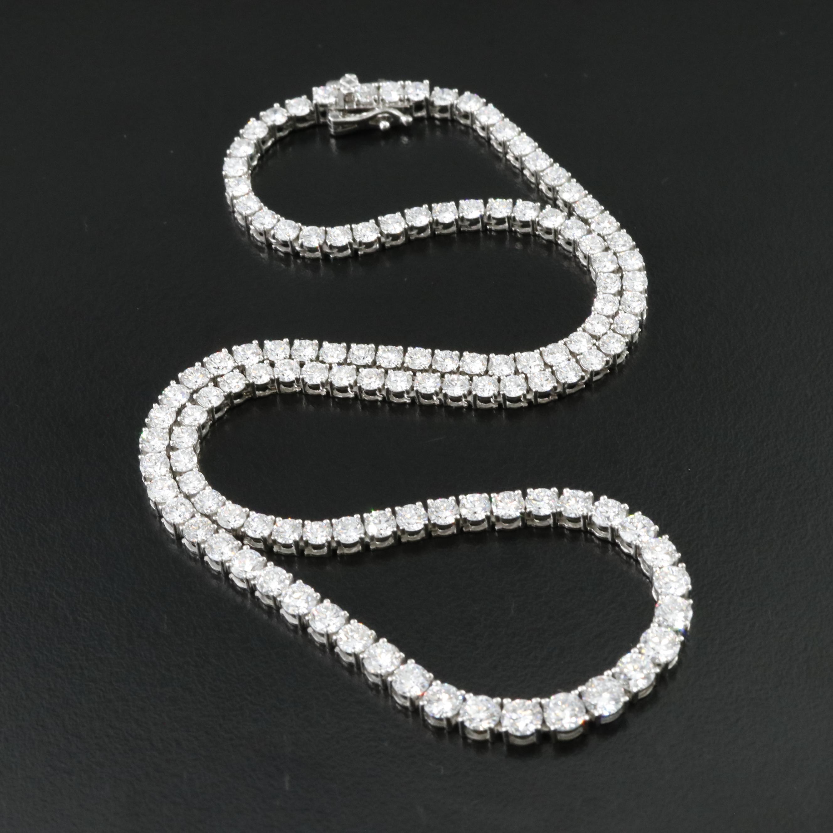 Platinum 14.60 CTW Lab Grown Diamond Graduated Riviera Necklace