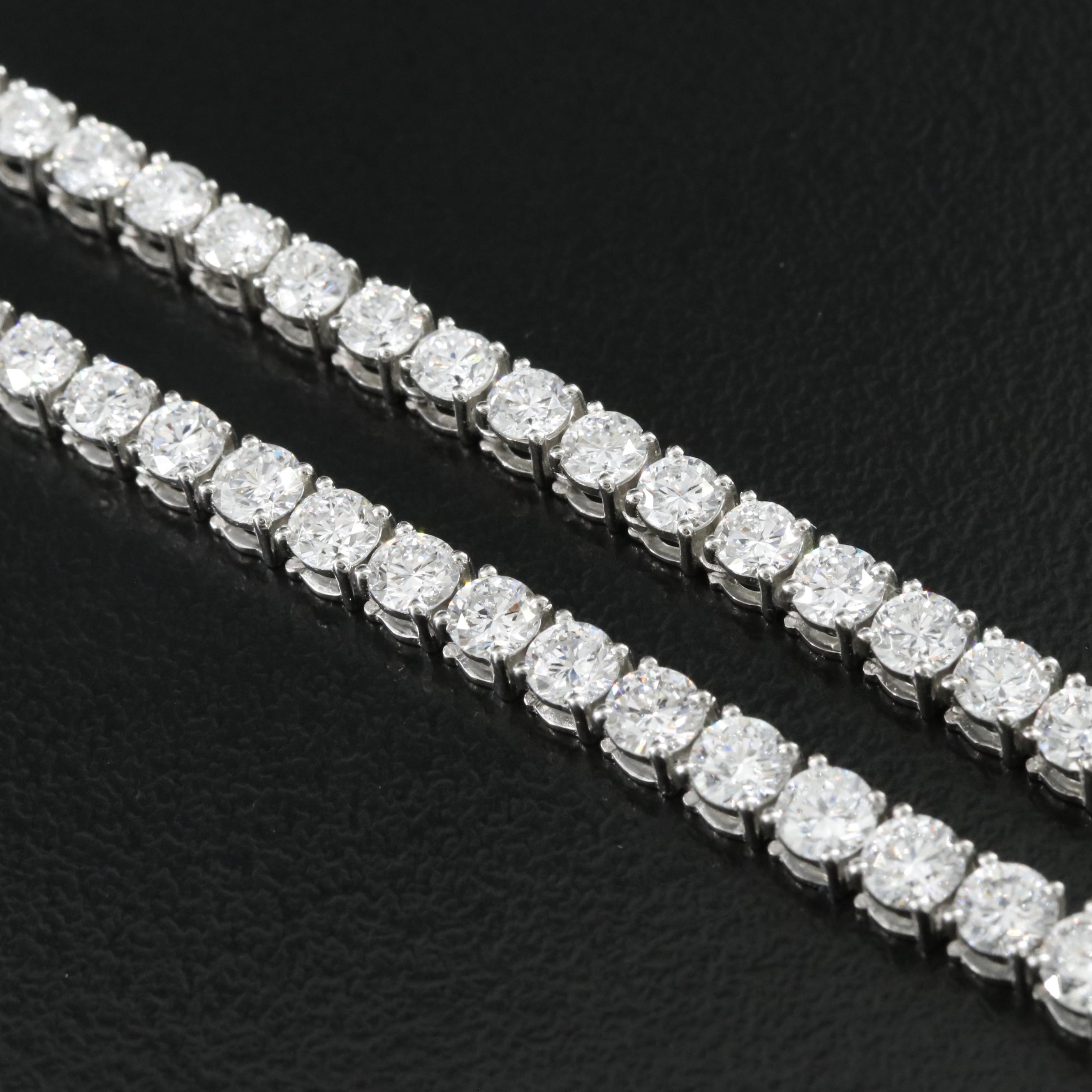 Platinum 14.60 CTW Lab Grown Diamond Graduated Riviera Necklace