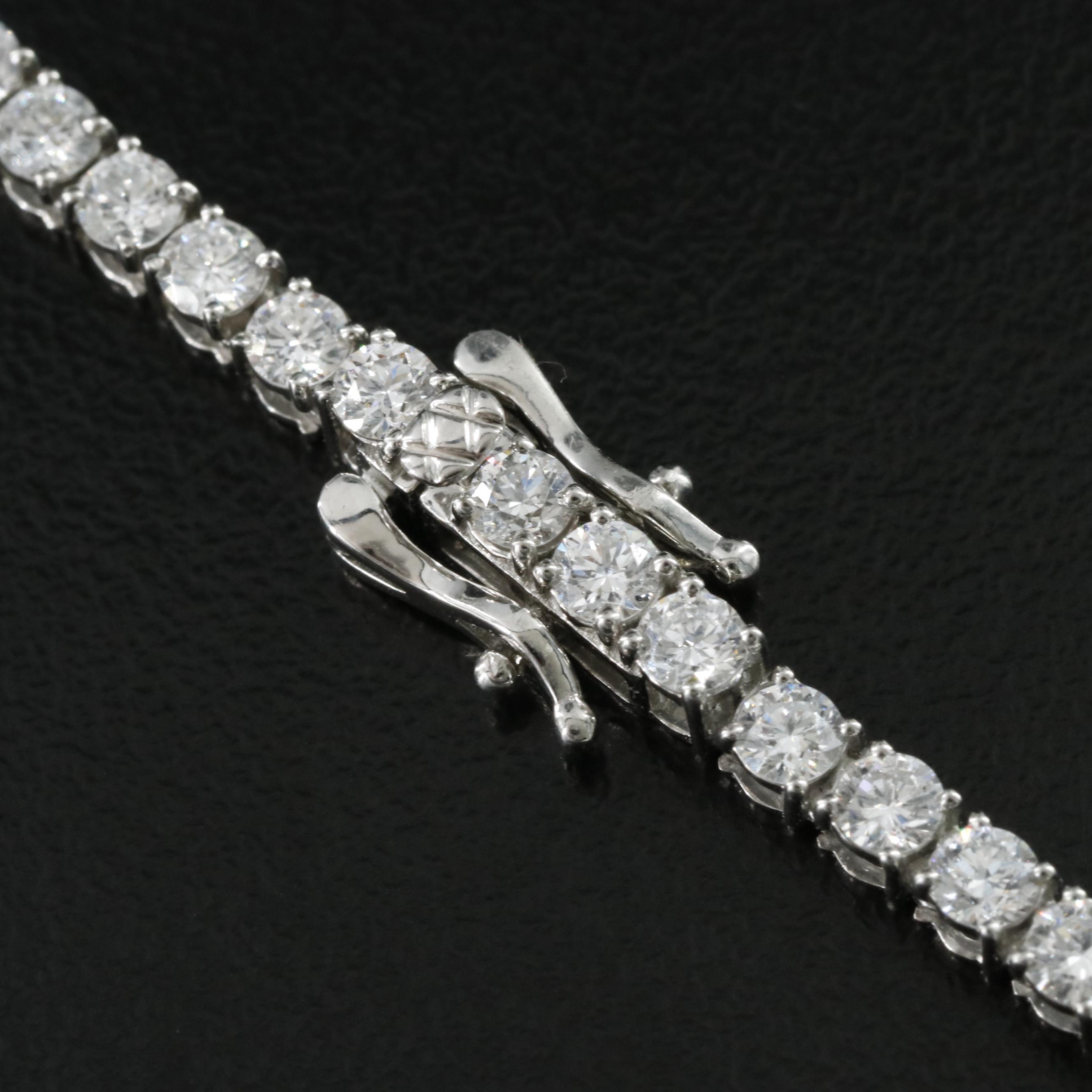 Platinum 14.60 CTW Lab Grown Diamond Graduated Riviera Necklace