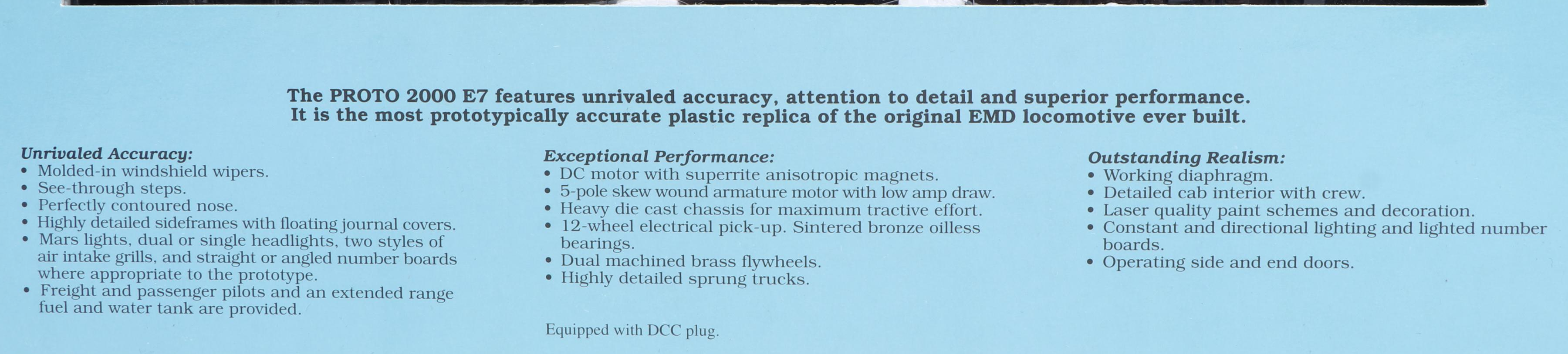 Proto Series 2000 HO Scale E7 Locomotive and More Train Cars