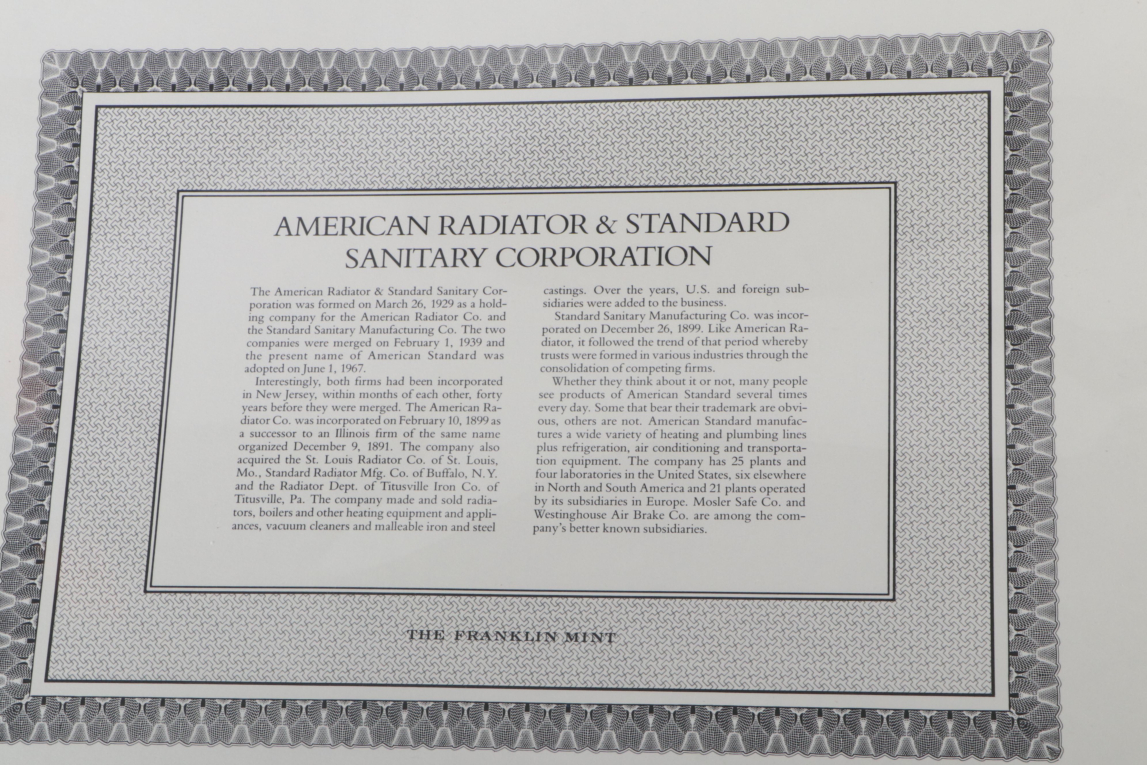 American Thread Company with Other Stock Certificates, Mid-20th Century