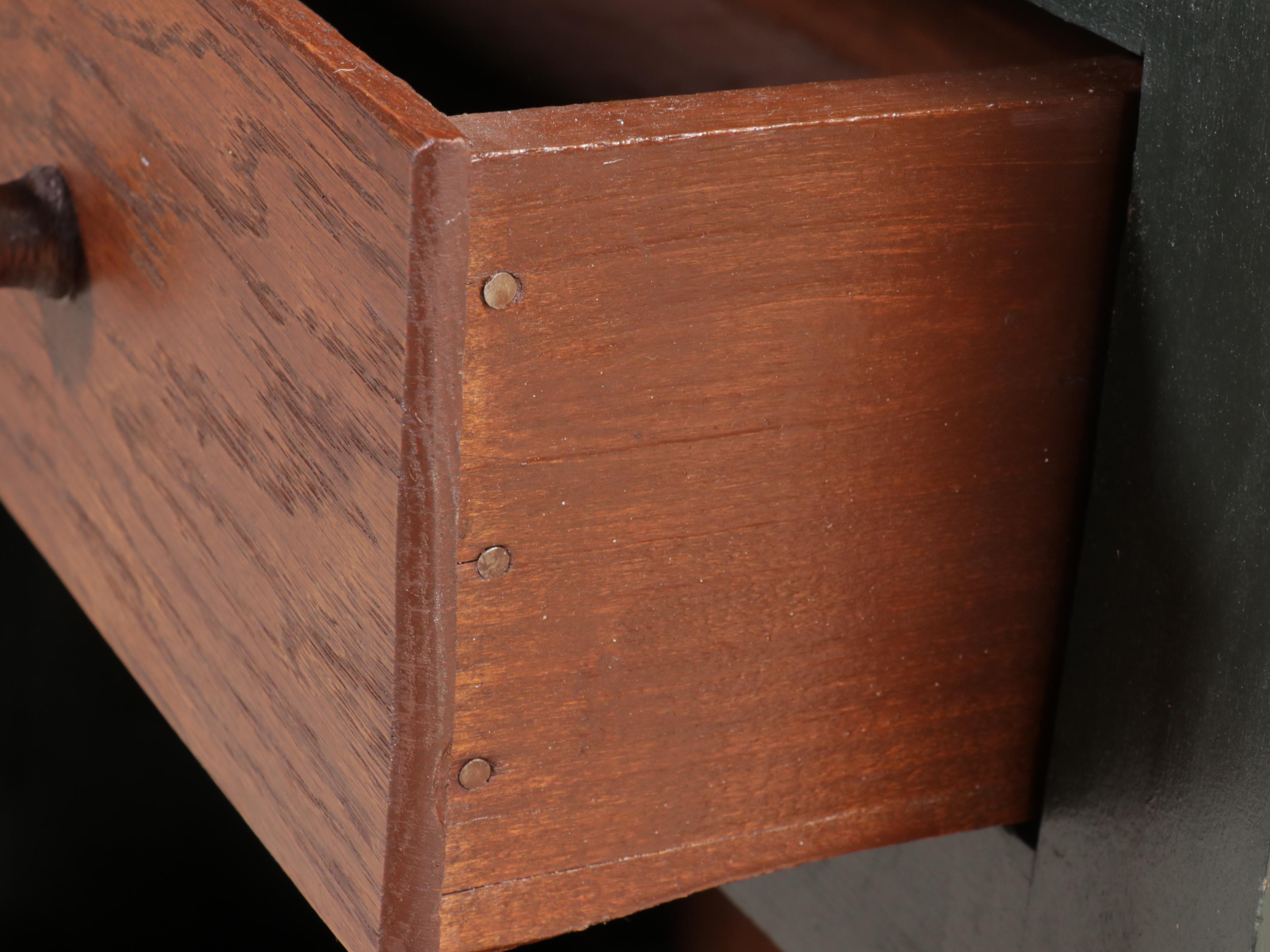 Primitive Style Parcel-Painted Wood China Cabinet