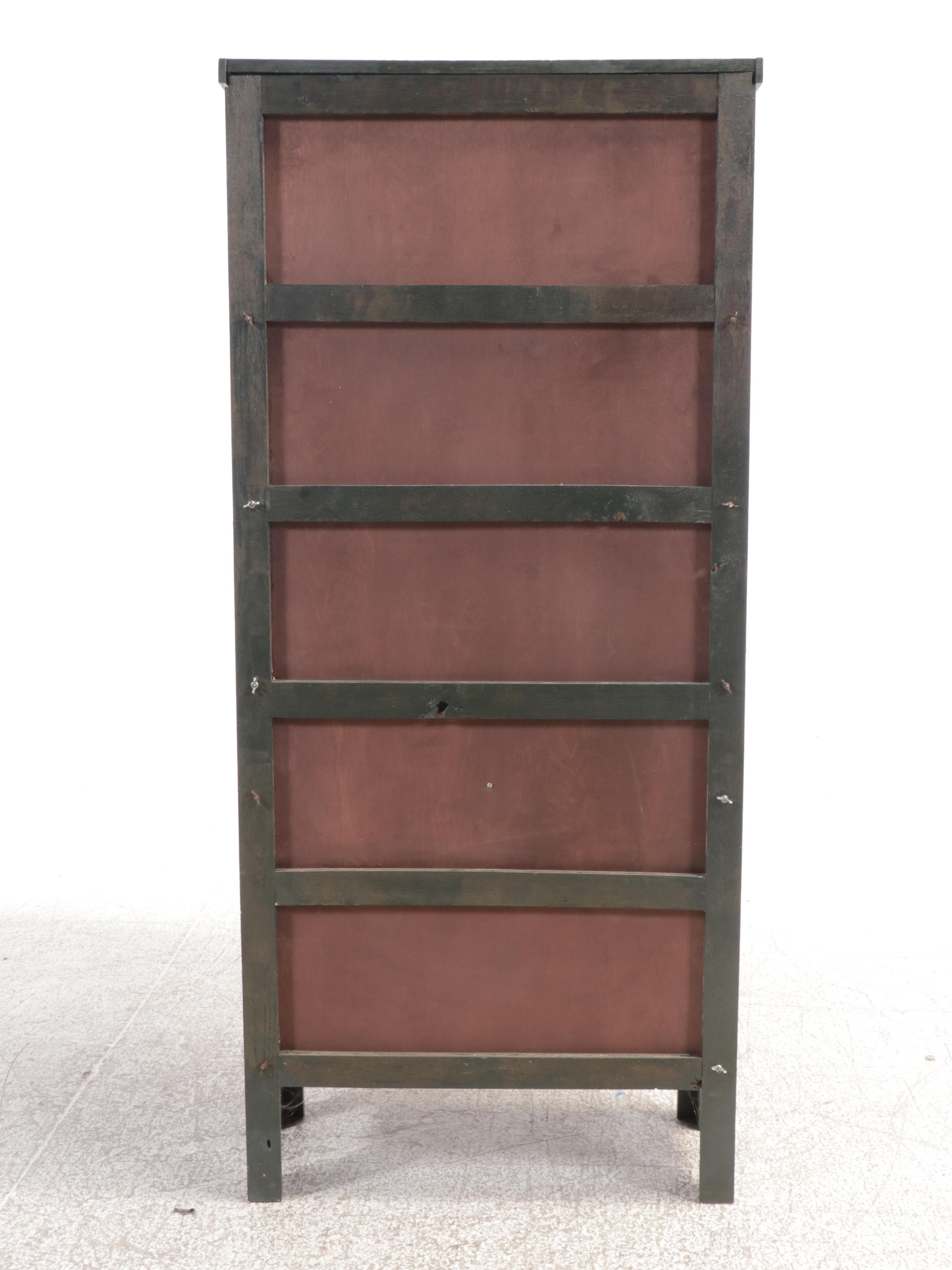 Primitive Style Parcel-Painted Wood China Cabinet