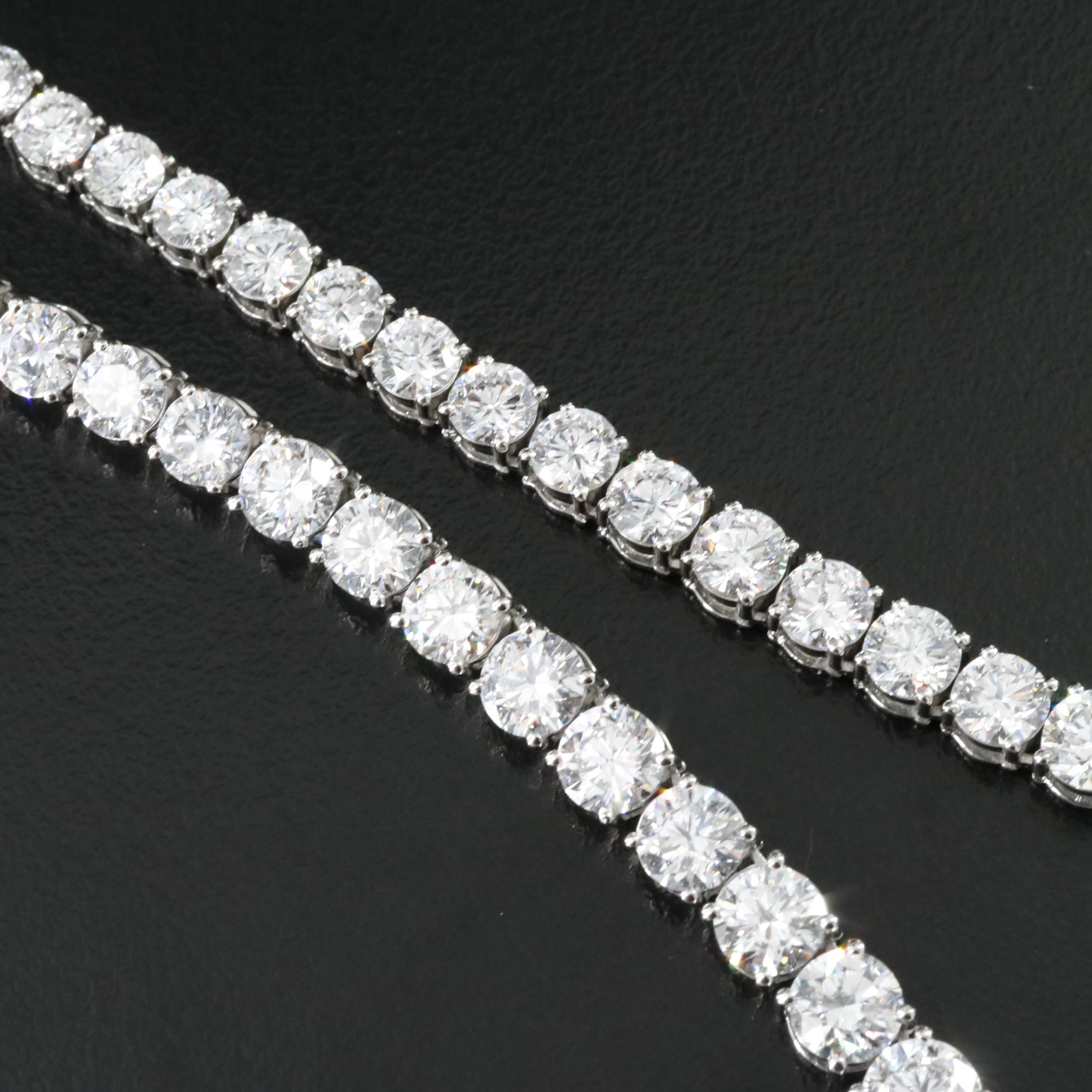 Platinum 30.27 CTW Lab Grown Diamond Graduated Riviera Necklace