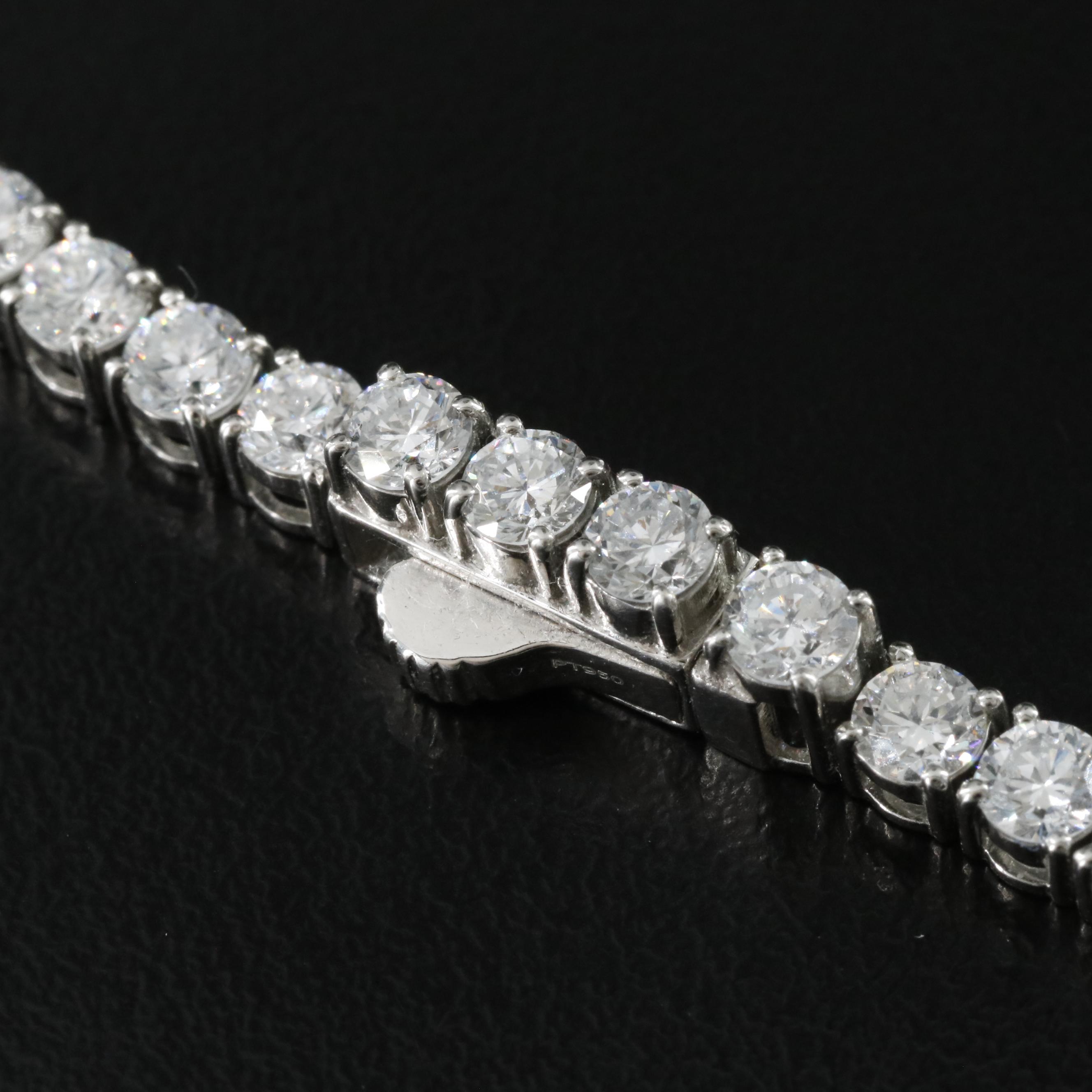 Platinum 30.27 CTW Lab Grown Diamond Graduated Riviera Necklace