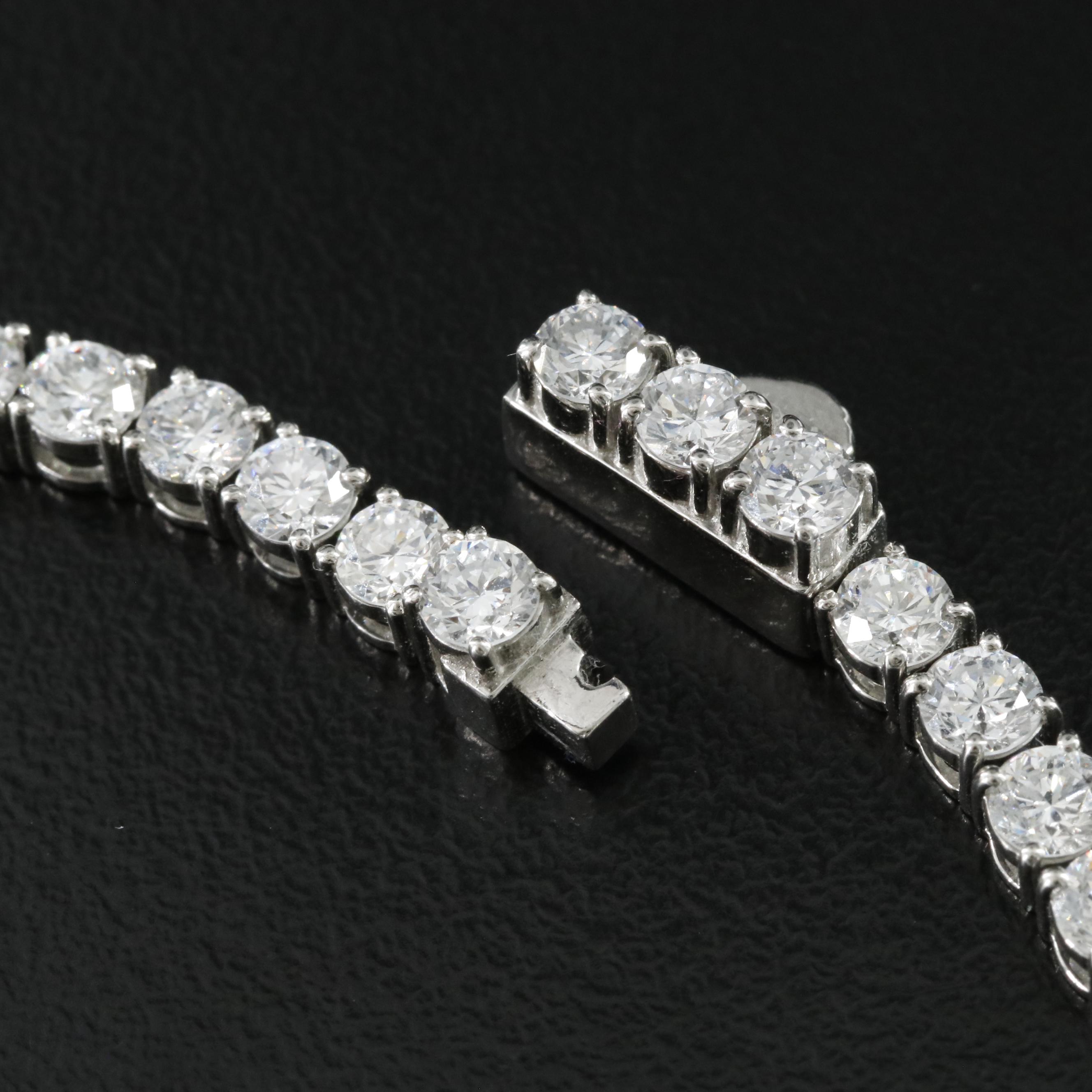 Platinum 30.27 CTW Lab Grown Diamond Graduated Riviera Necklace