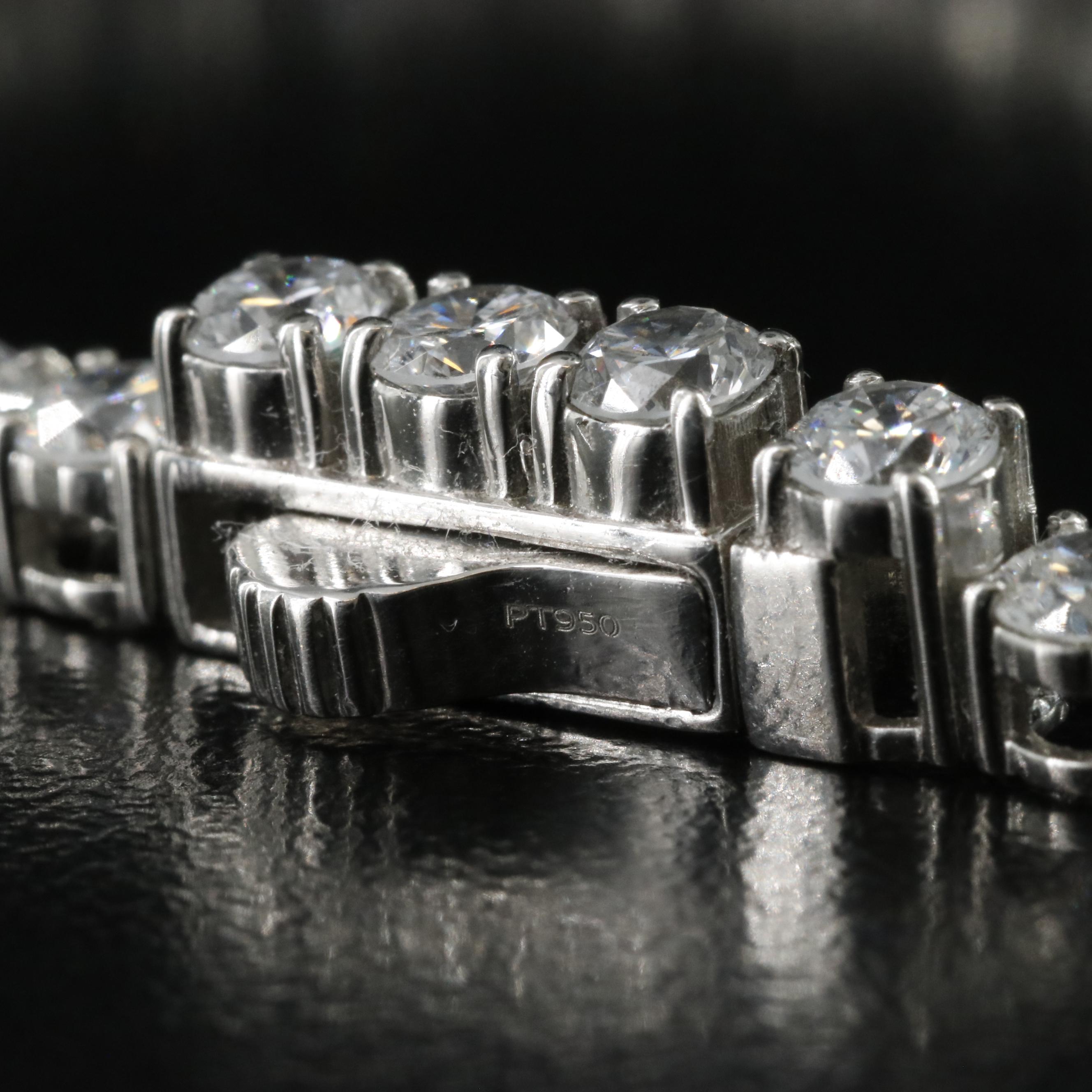 Platinum 30.27 CTW Lab Grown Diamond Graduated Riviera Necklace