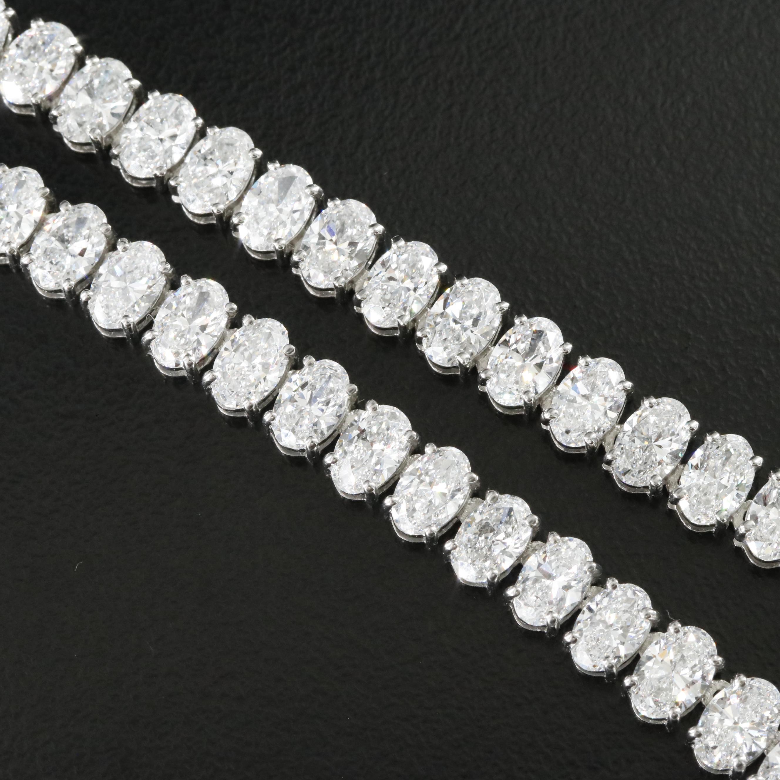 Platinum 30.36 CTW Lab Grown Diamond Graduated Riviera Necklace