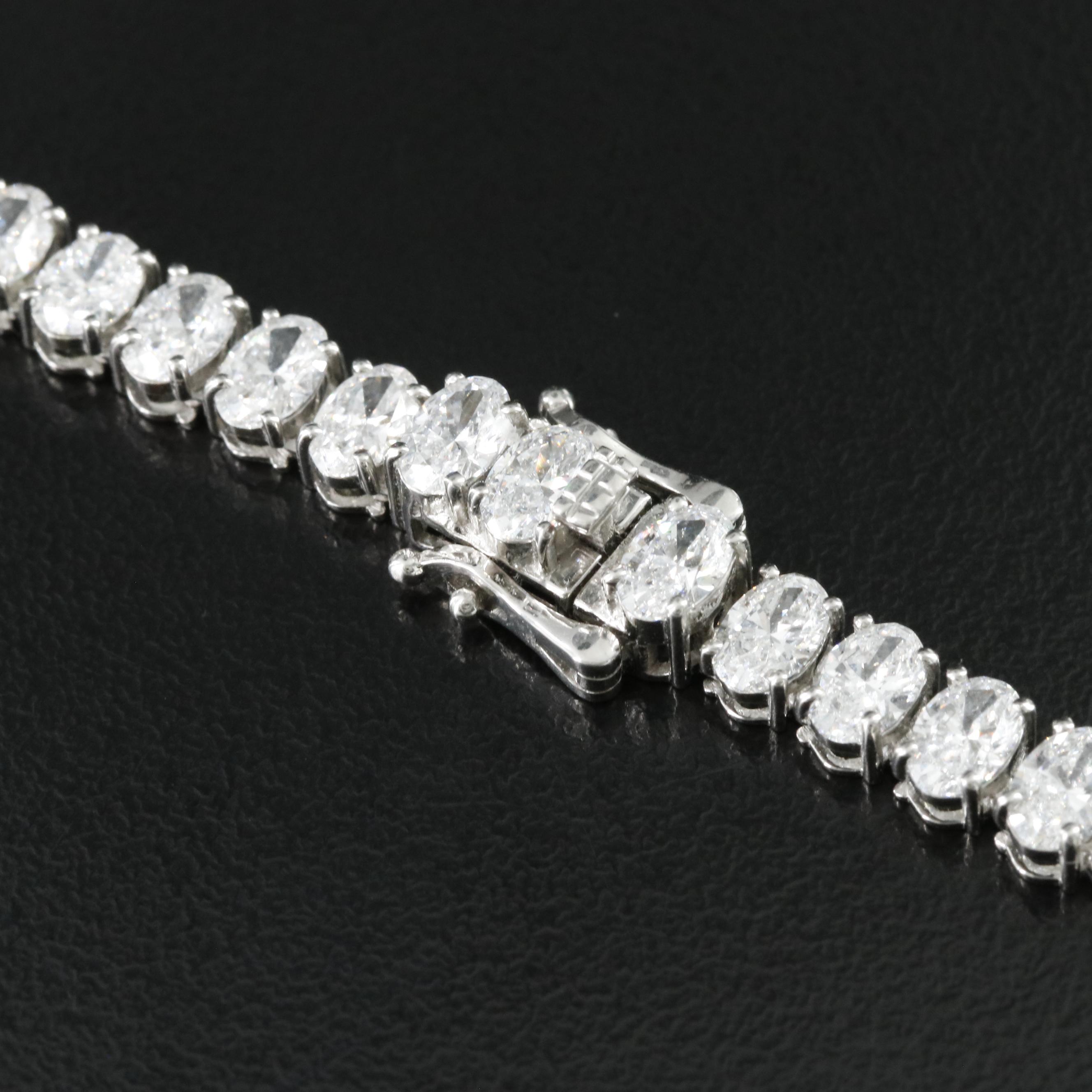 Platinum 30.36 CTW Lab Grown Diamond Graduated Riviera Necklace