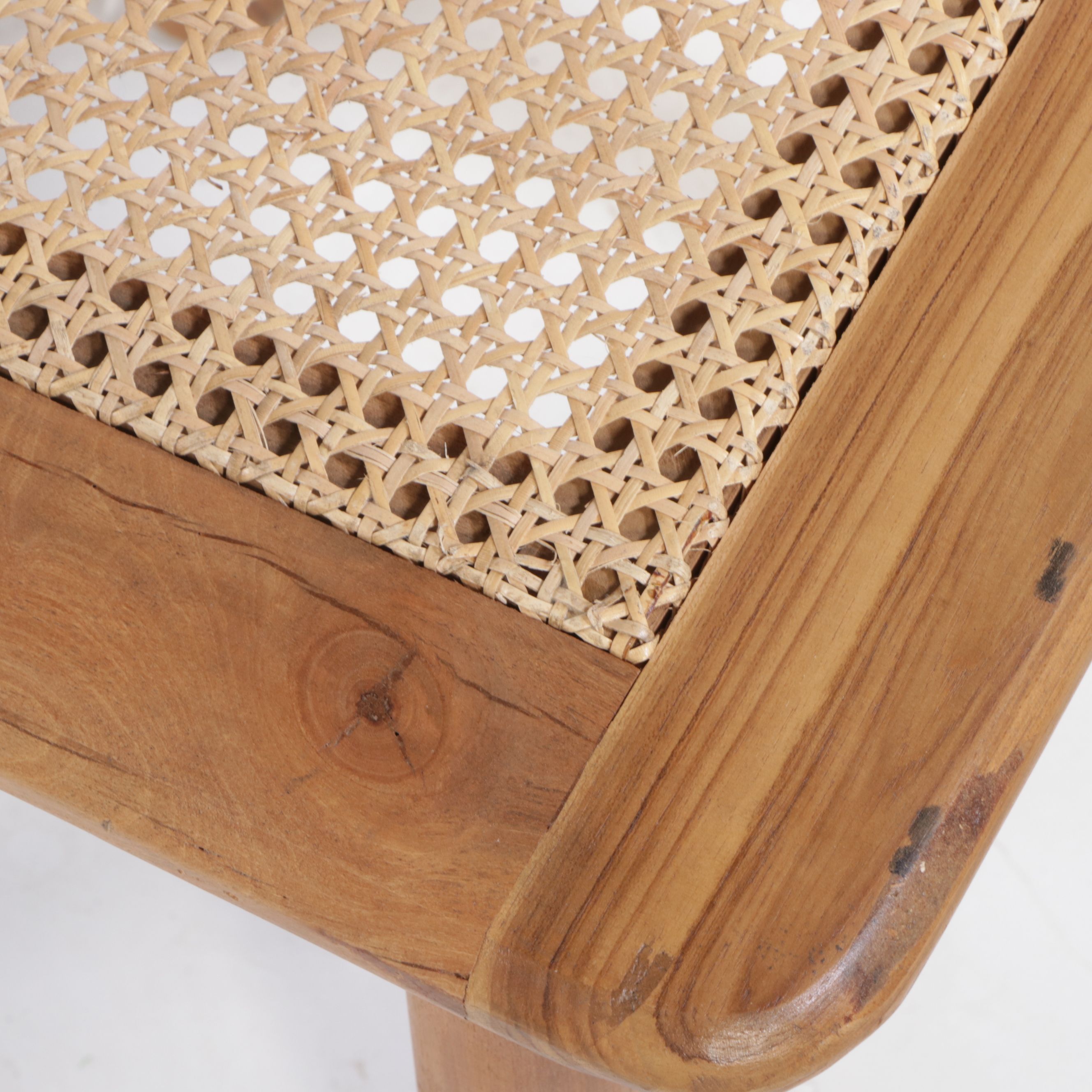 Pair of Contemporary Caned Wood End Tables