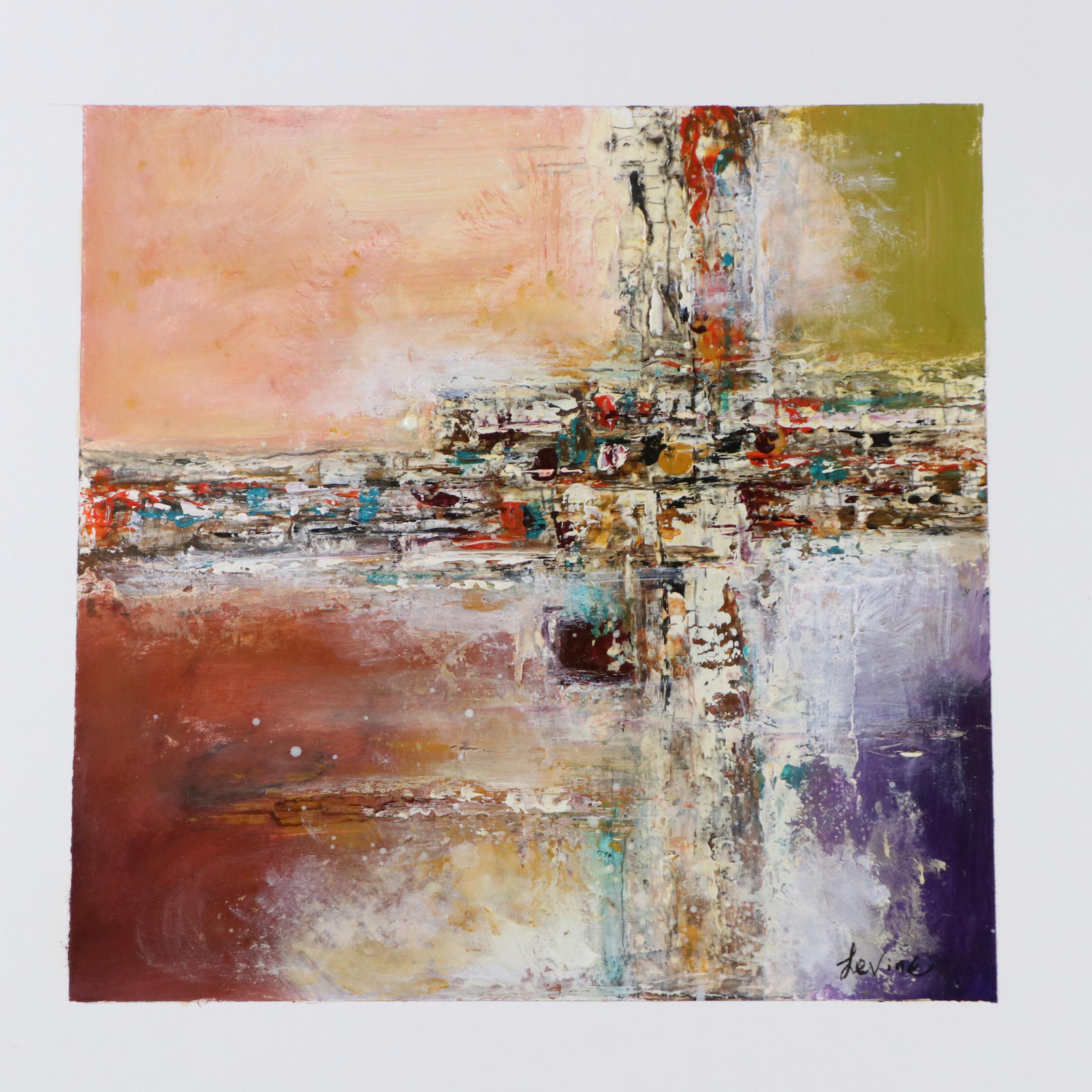 Levine Abstract Imposto Oil Painting with Rectangular Forms, 21st Century