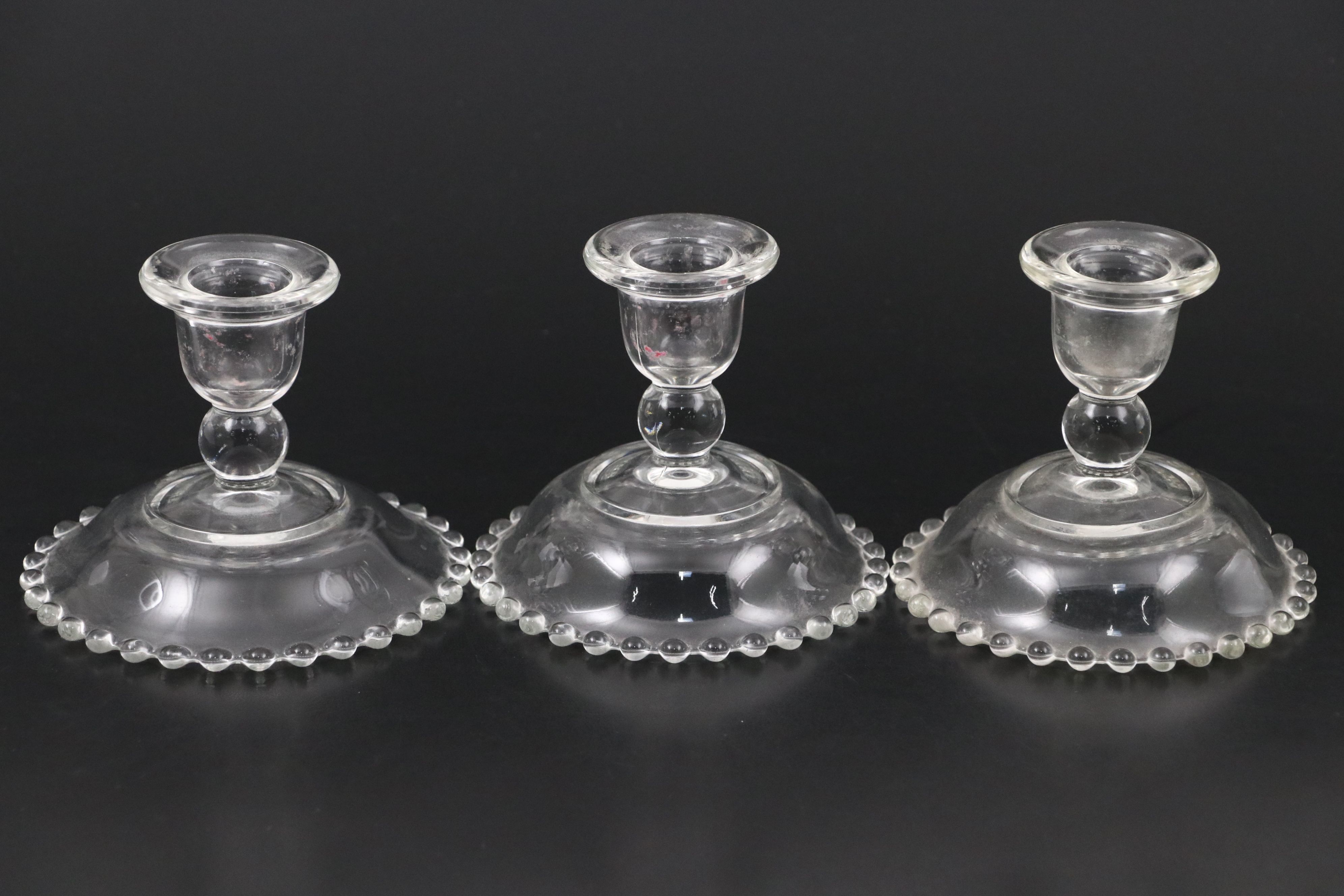 Hollow Glass Rolling Pin with Metal Cap, Candlesticks, and Glass Containers