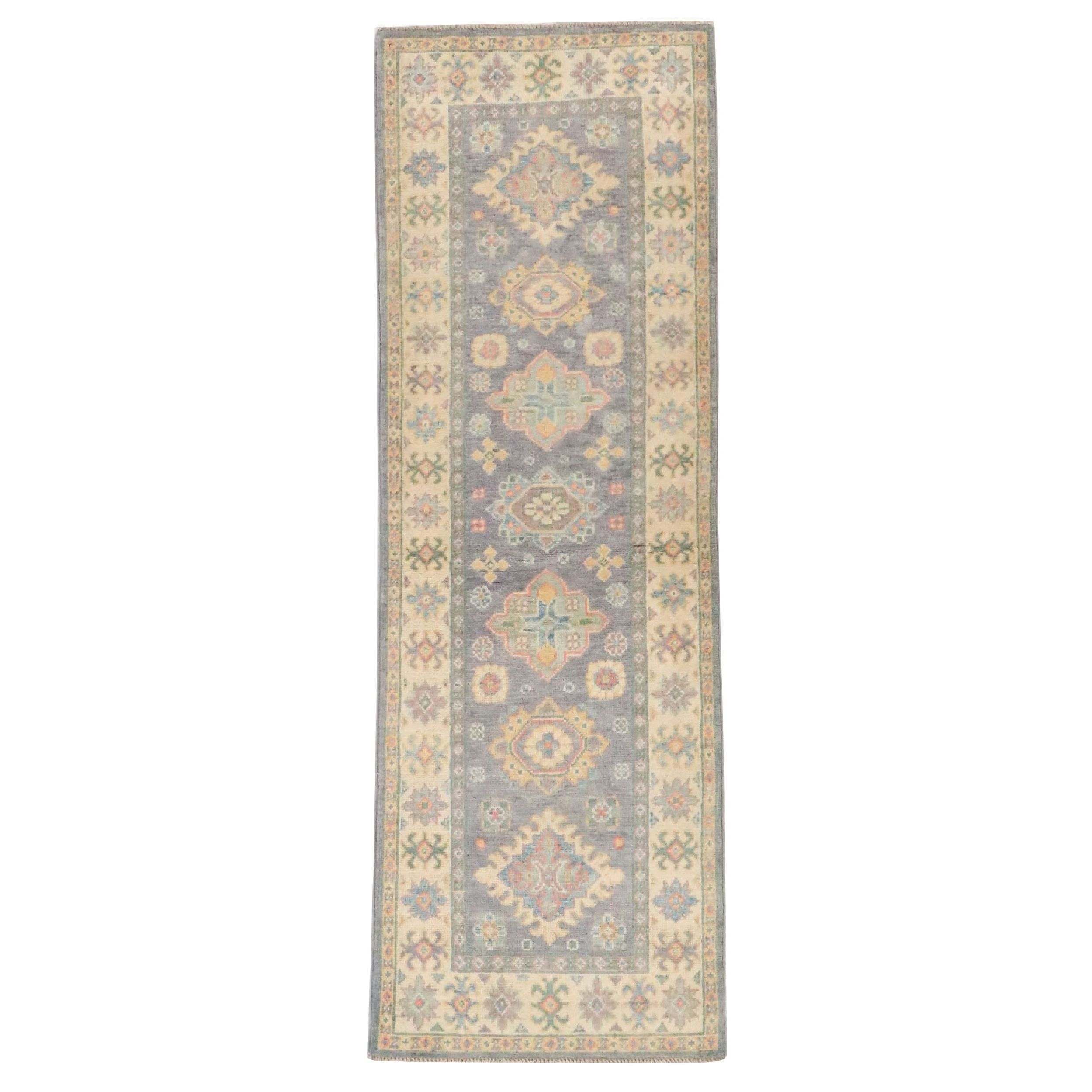 2'1 x 6'2 Hand-Knotted Afghan Kazak Carpet Runner