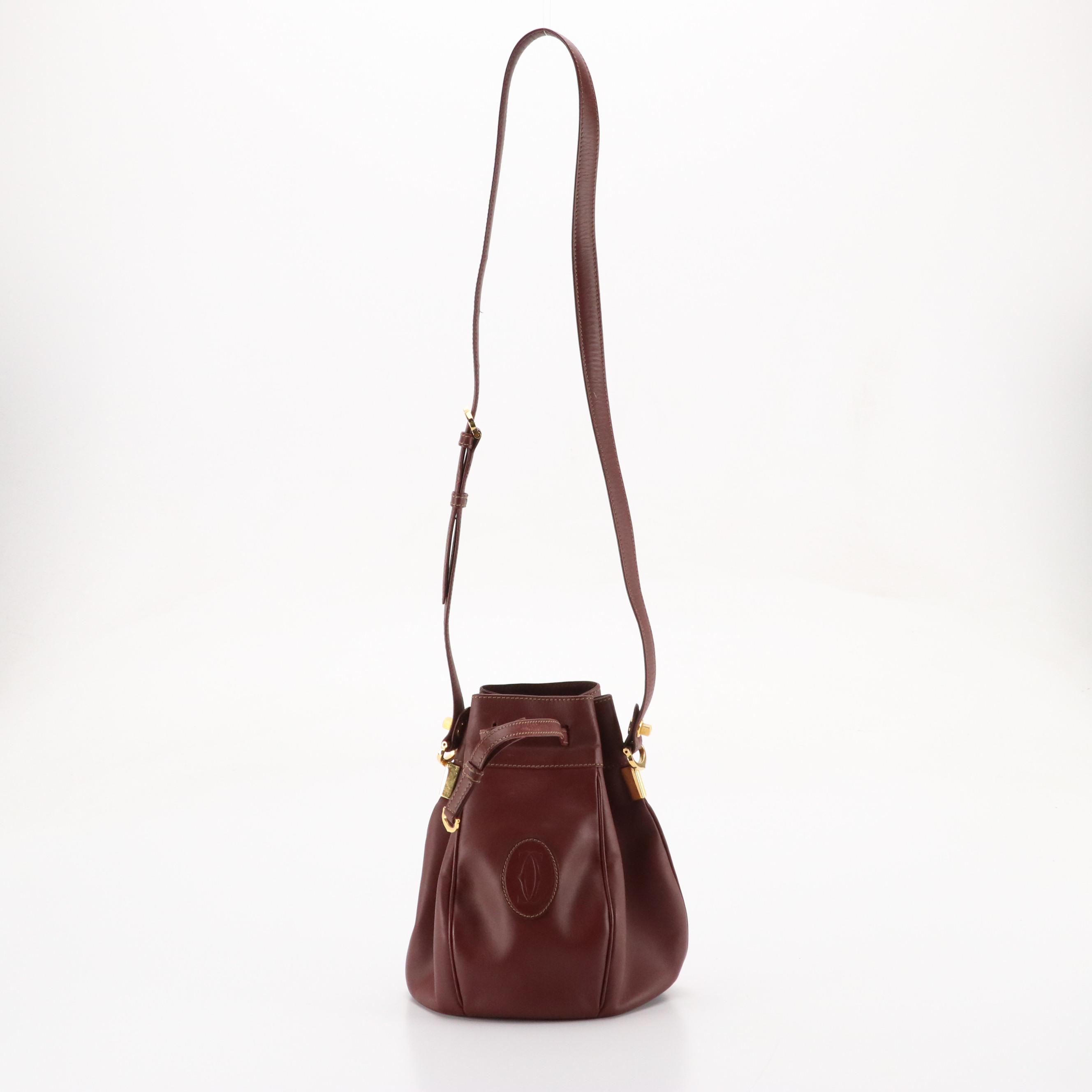 Cartier Must de Cartier Bucket Bag in Burgundy Leather